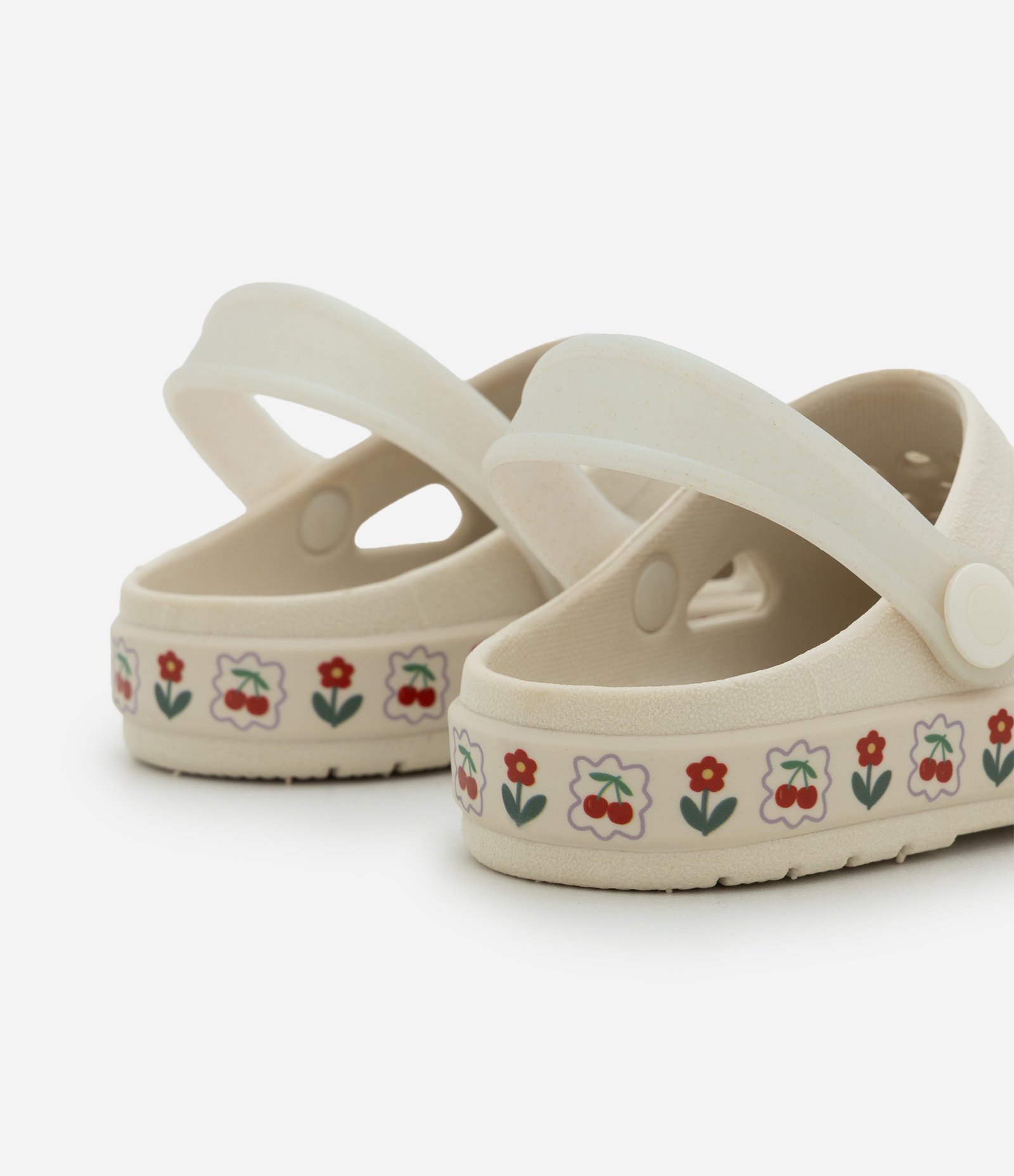 Sandália Babuche Infantil com Estampa Cereja – Tam 19 a 26 Off White 2