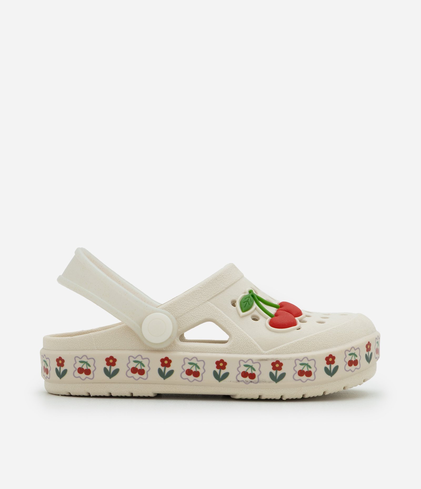 Sandália Babuche Infantil com Estampa Cereja – Tam 19 a 26 Off White 4