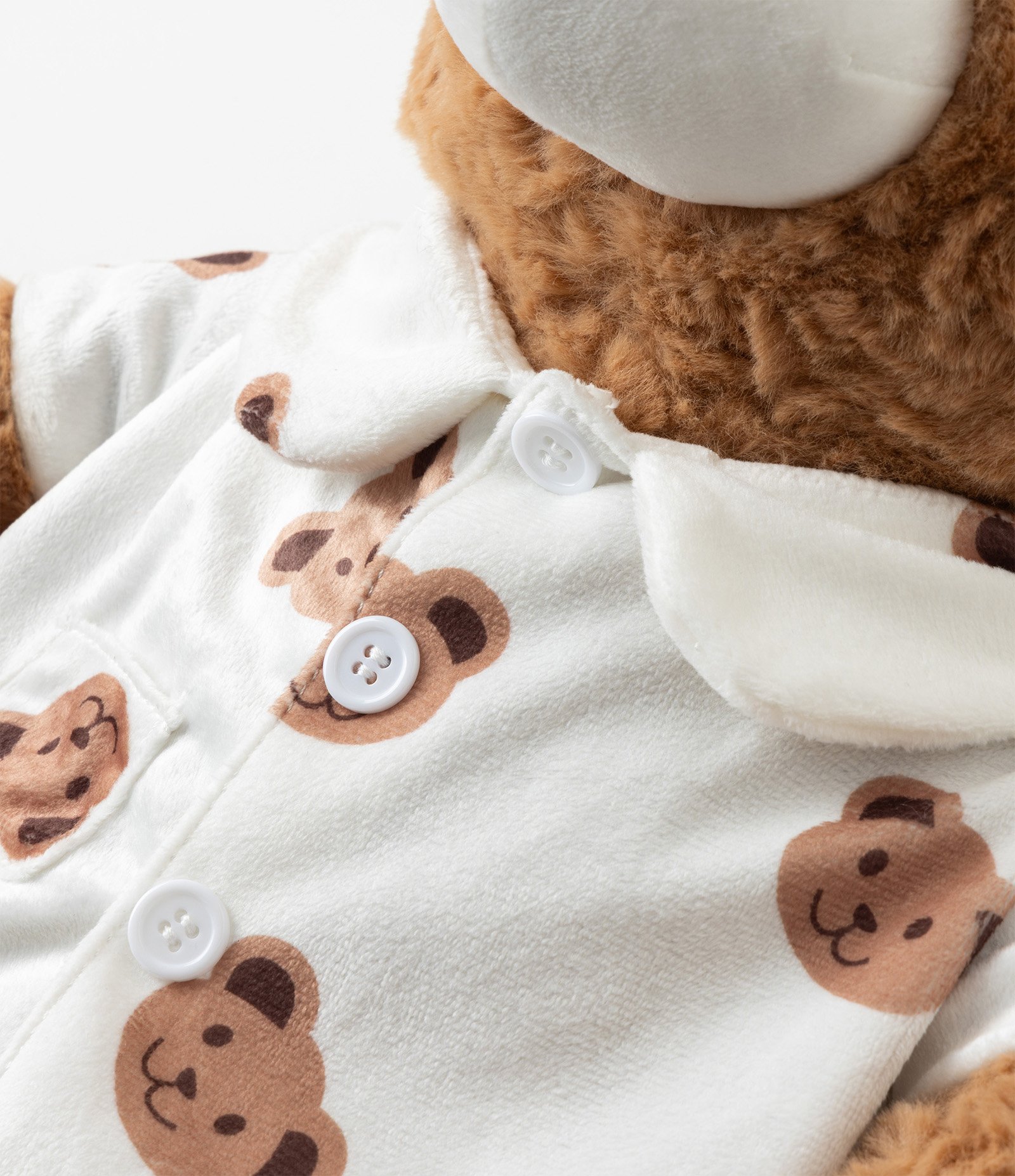 Bicho de Pelúcia Ursinho com Pijama Estampado Marrom 4