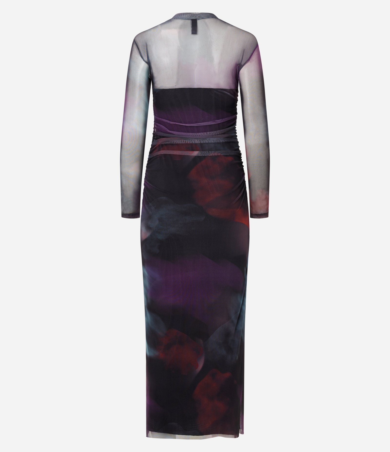 Vestido Midi em Tule com Efeito Manchado e Franzidos Preto 7
