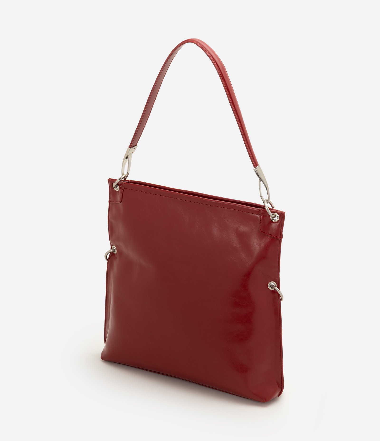 Bolsa Grande em PU com Alça Removível e Mosquetões Metálicos Vermelho 5
