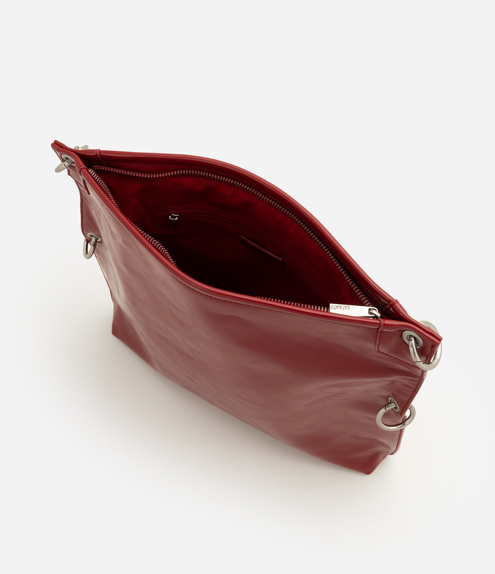 Bolsa Grande em PU com Alça Removível e Mosquetões Metálicos Vermelho 7