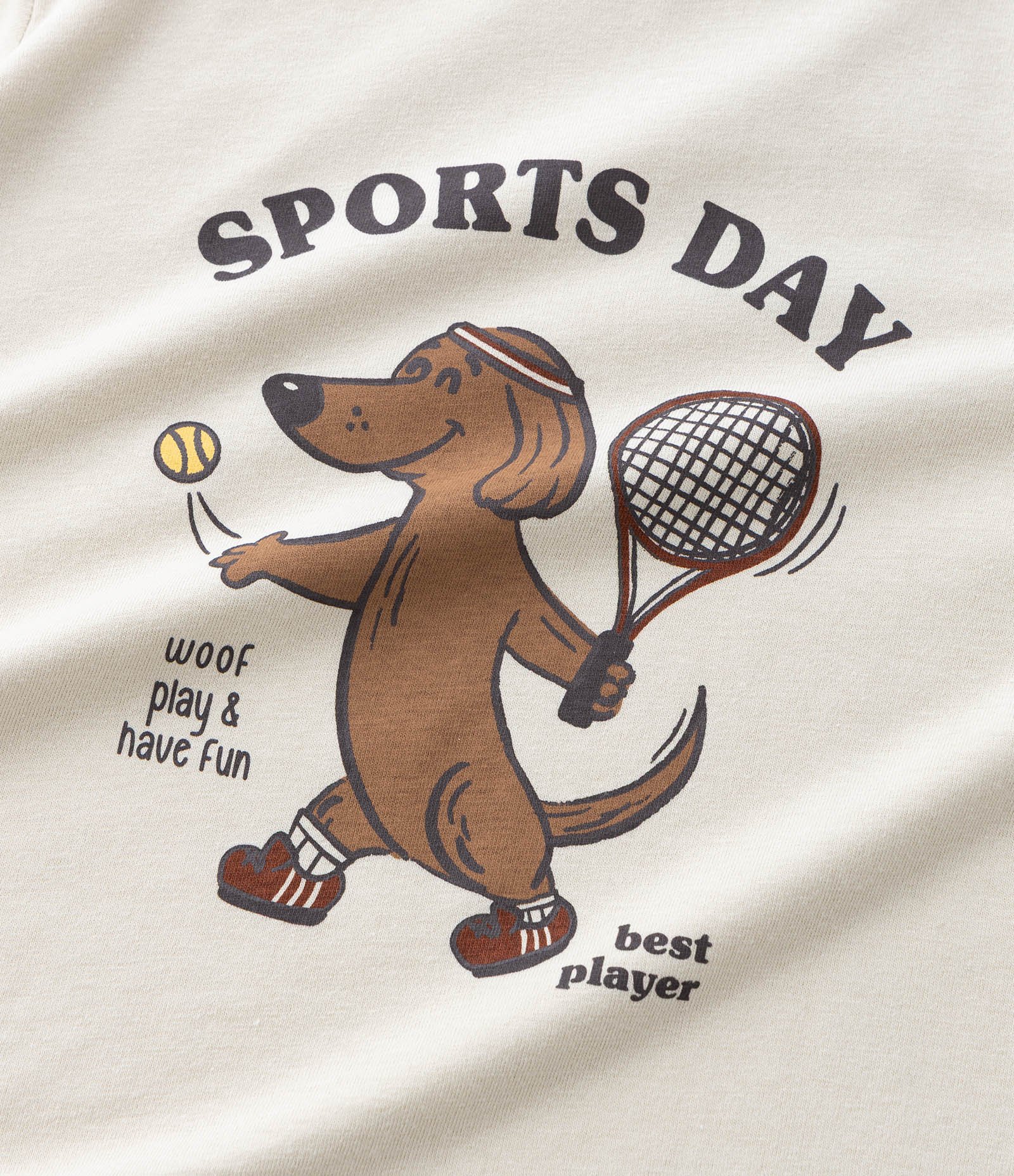 Camiseta Infantil com Estampa Cachorrinho Tenista Sports Day – Tam 1 a 5/6 Anos Bege Claro 6