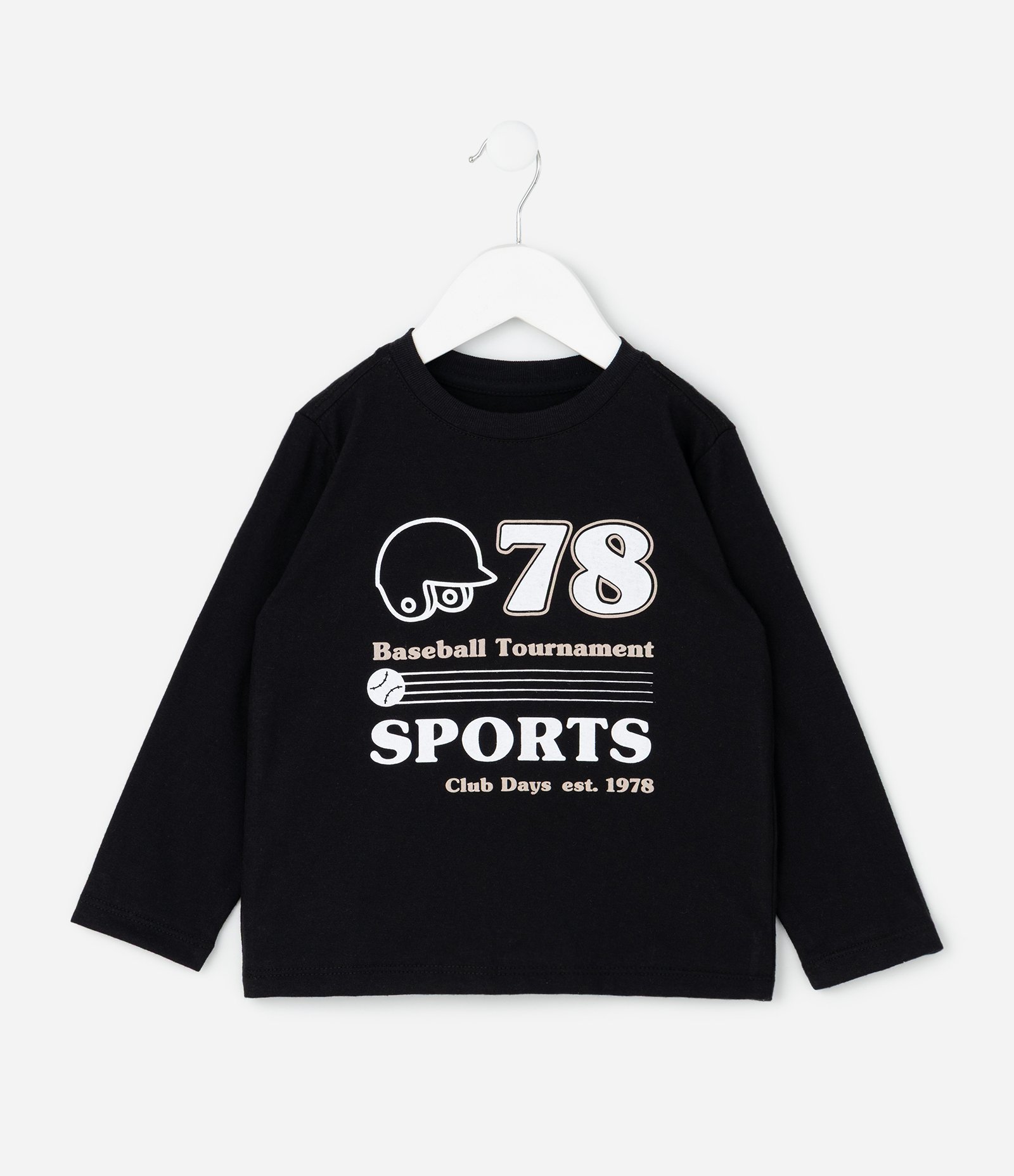 Camiseta Infantil Esportiva com Estampa Baseball Sports – Tam 1 a 5/6 Anos Preto 1