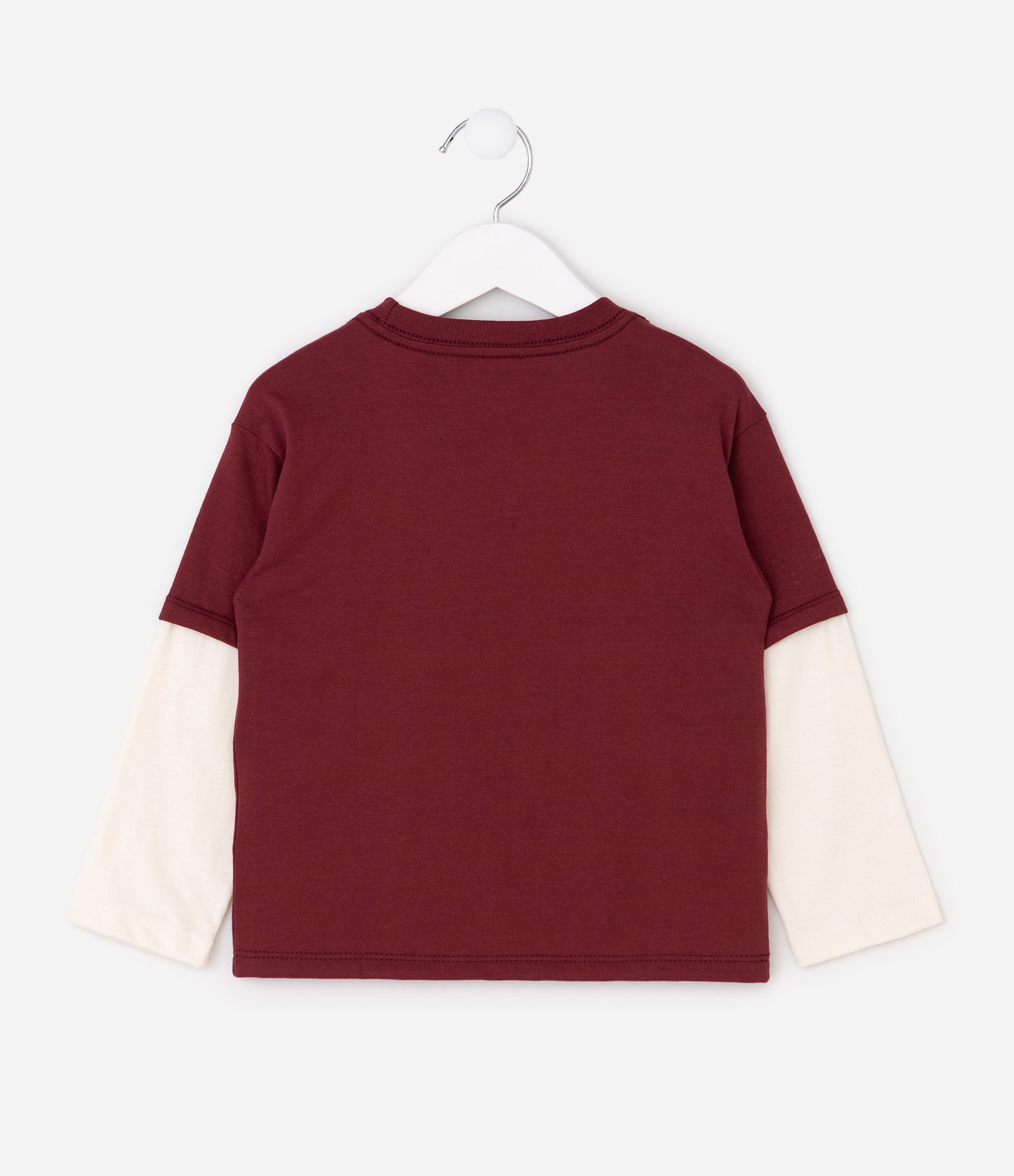 Camiseta Manga Longa com Efeito Sobreposto - Tam 1 a 6 Anos Vermelho 3