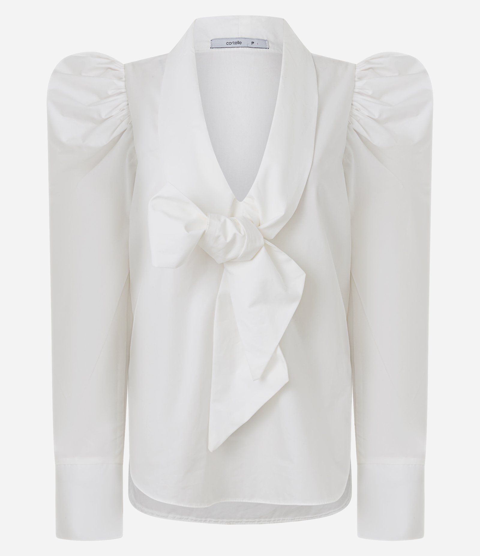 Blusa em Tricoline com Manga Volumosa e Gola Laço Branco 6