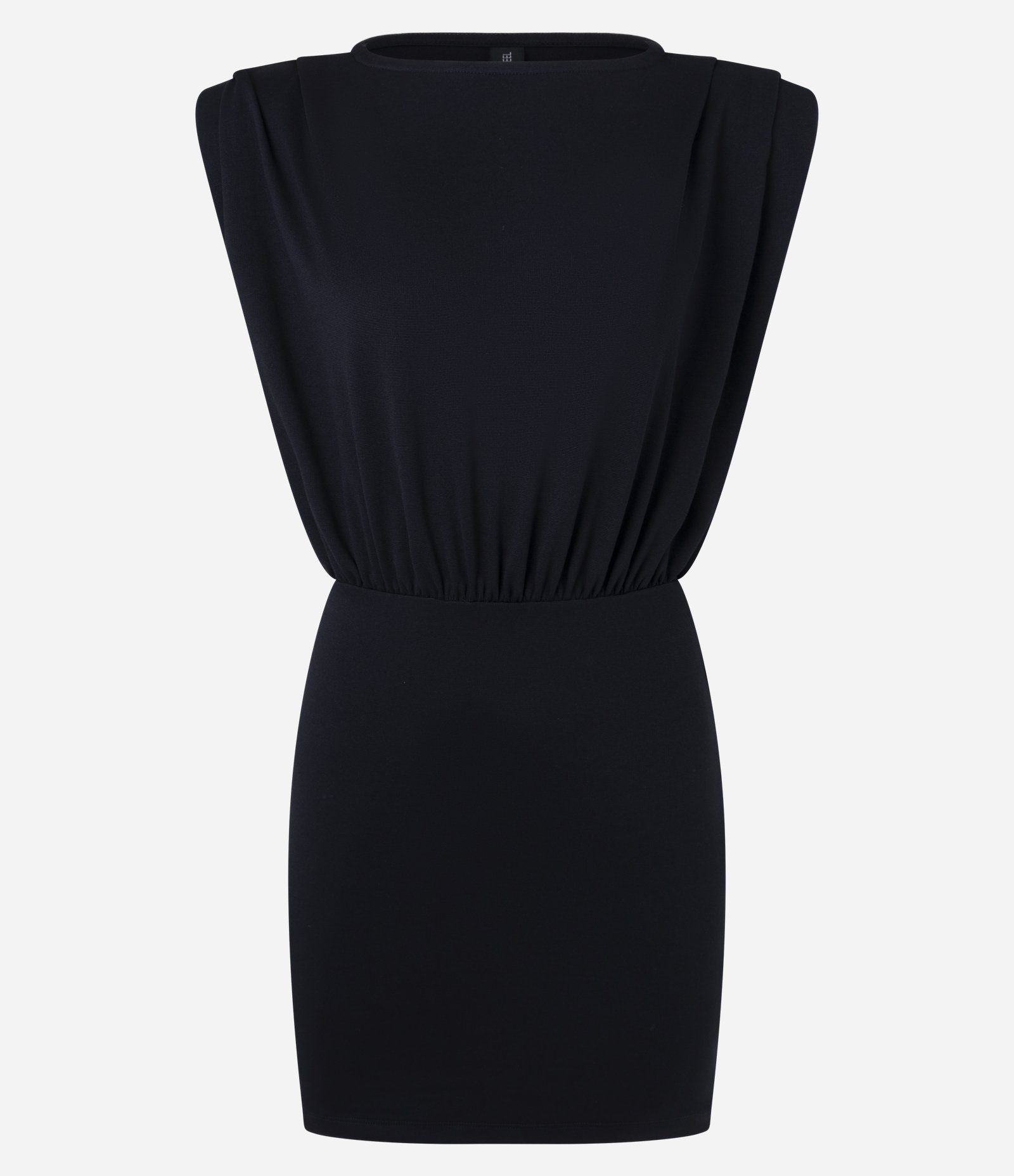 Vestido Curto em Ponto Roma com Ombreiras Preto 5