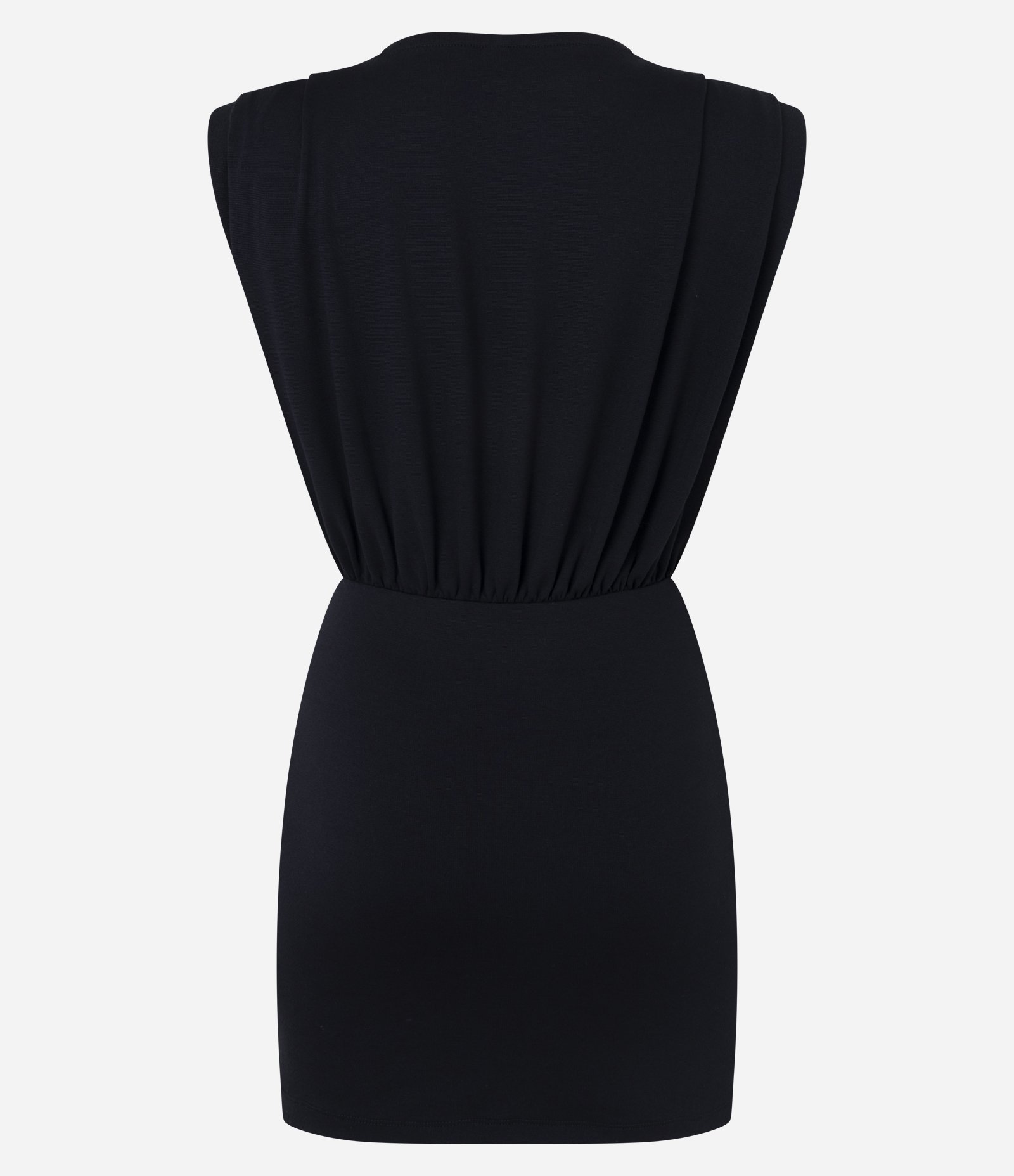Vestido Curto em Ponto Roma com Ombreiras Preto 6