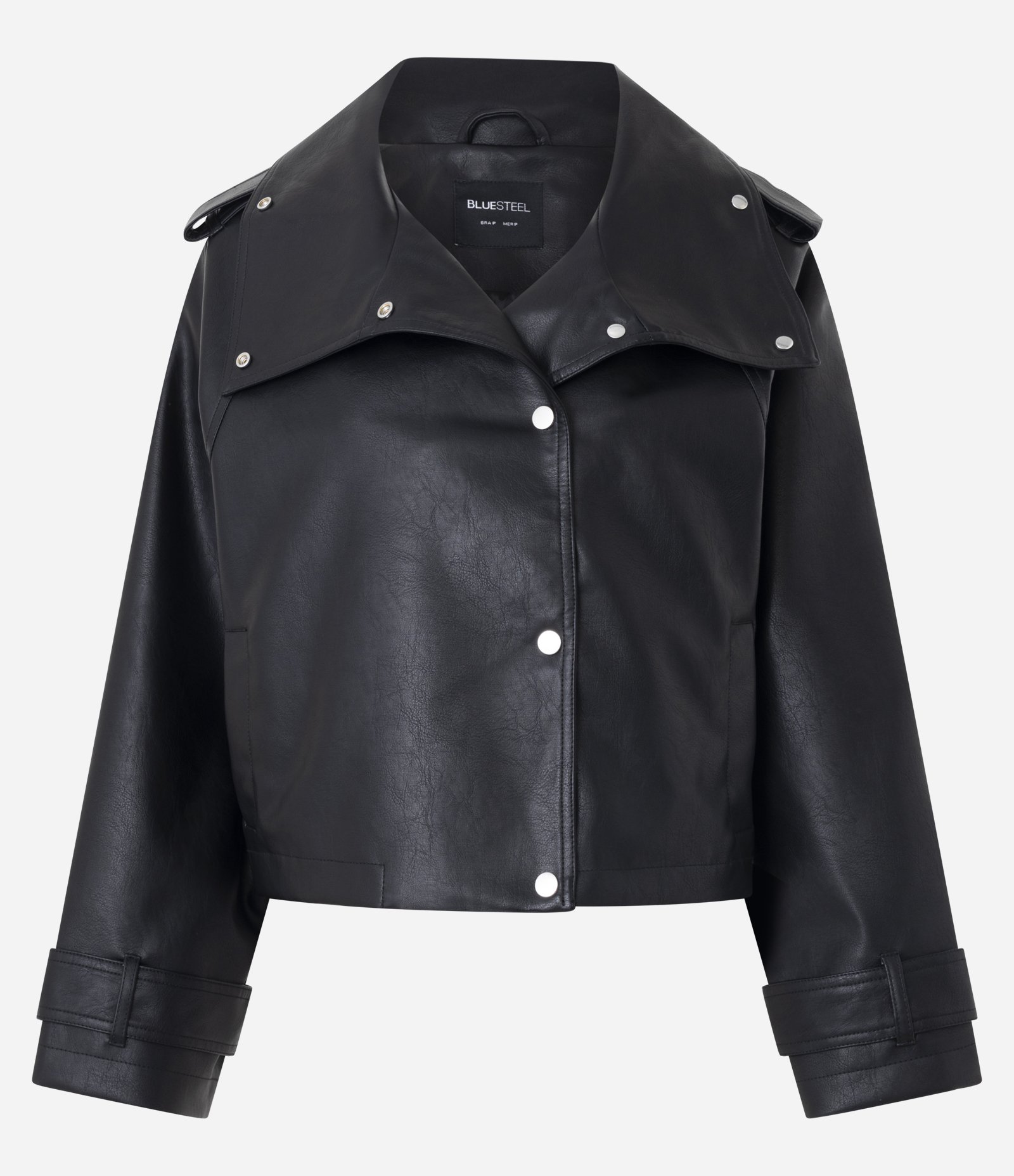 Jaqueta Oversized em PU com Martingale no Ombro Preto 1