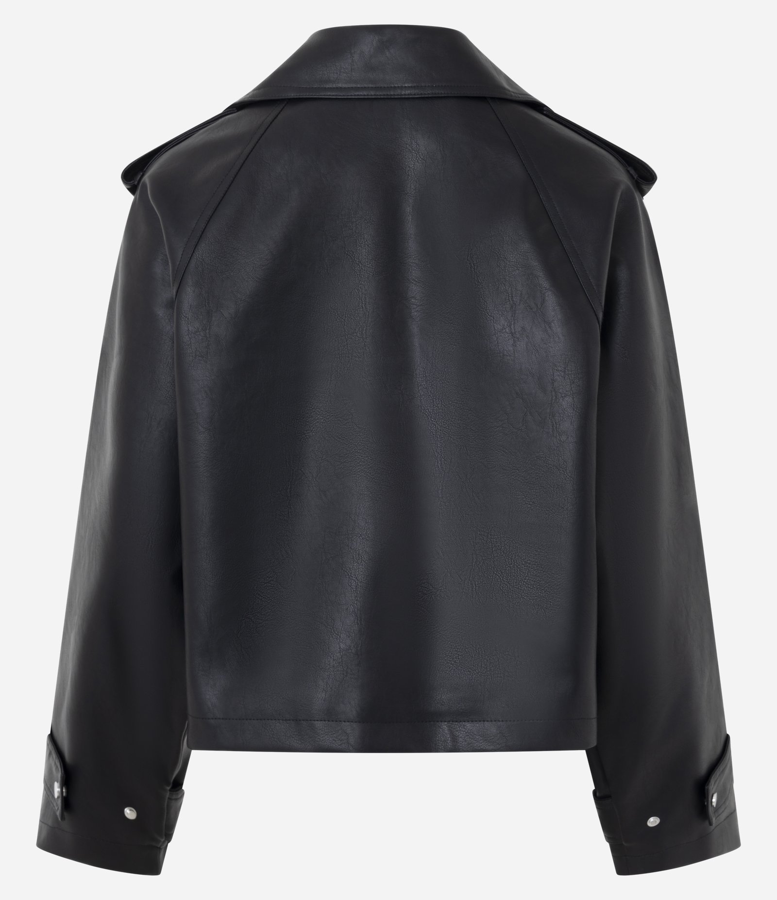 Jaqueta Oversized em PU com Martingale no Ombro Preto 2