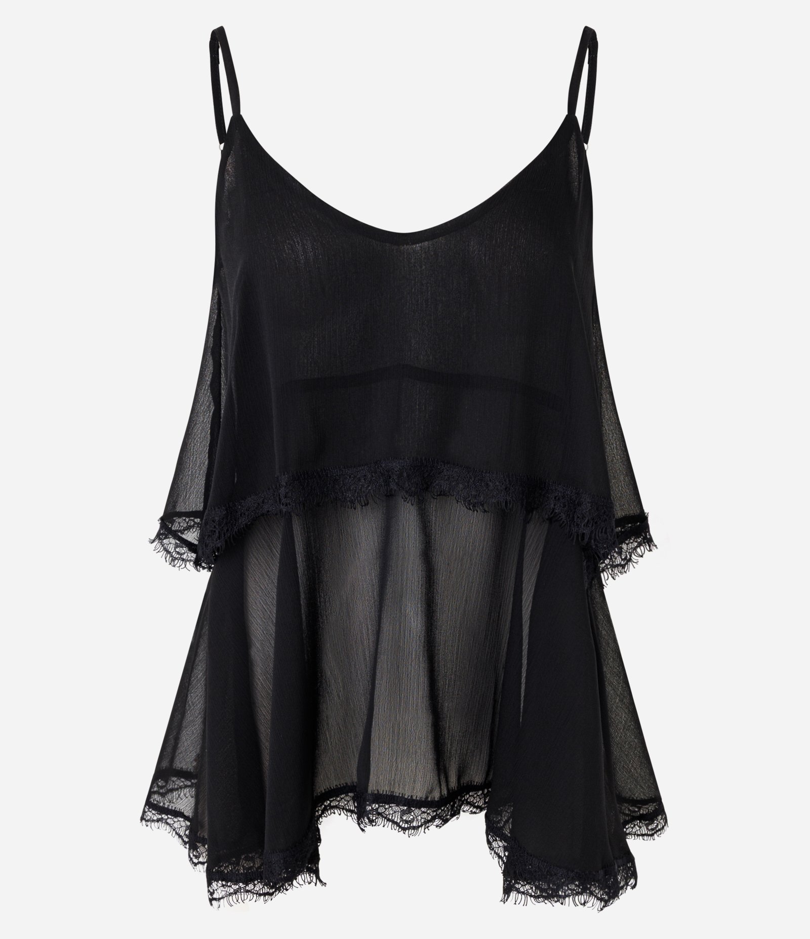 Blusa de Alcinha em Renda com Babados Preto 5