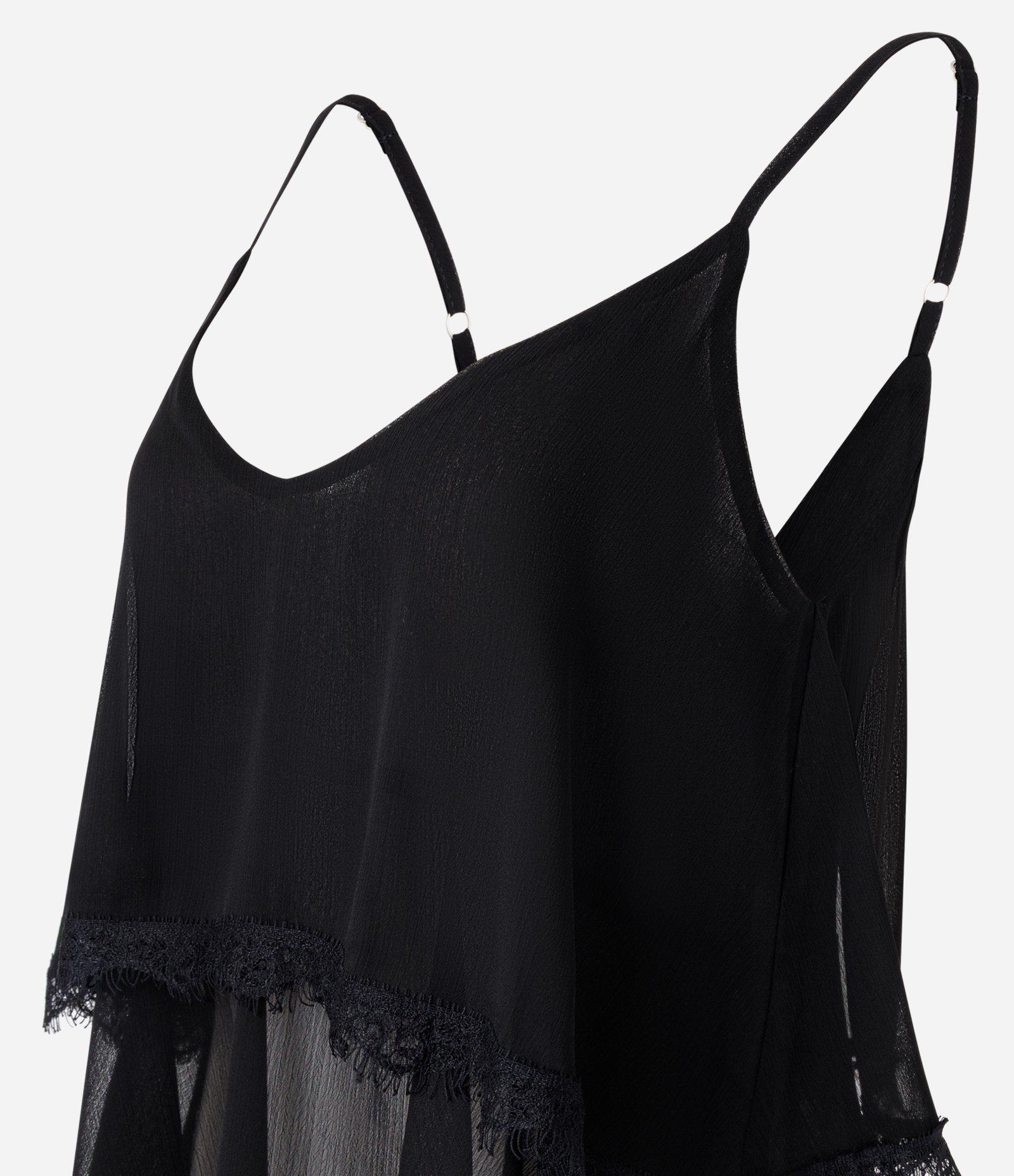Blusa de Alcinha em Renda com Babados Preto 6