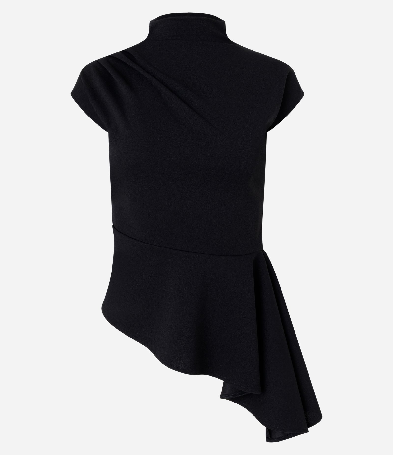 Blusa com Gola Alta e Barra Peplum Assimétrica Preto 5