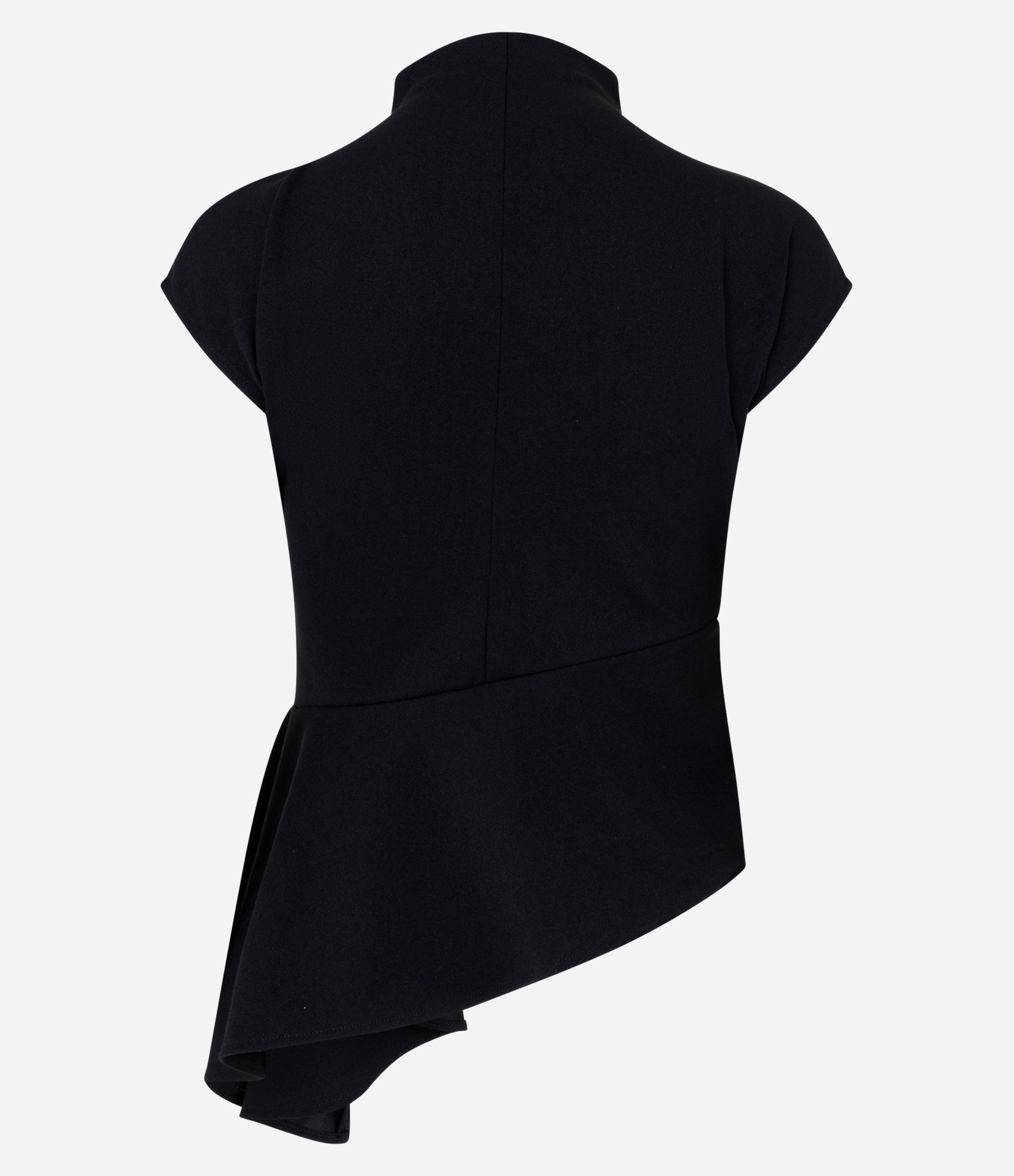 Blusa com Gola Alta e Barra Peplum Assimétrica Preto 6