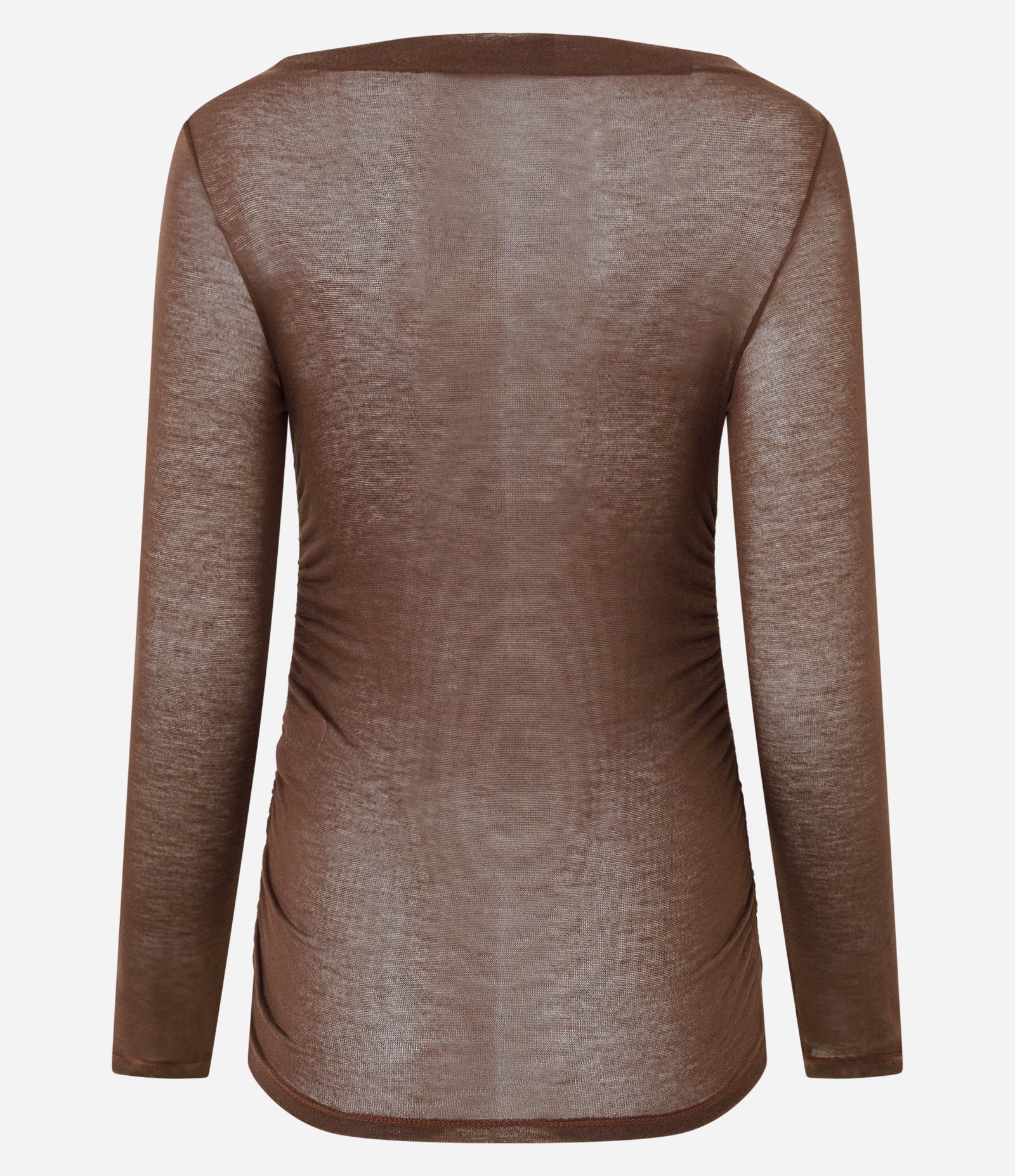 Blusa Manga Longa com Transparência Sutil Marrom 8