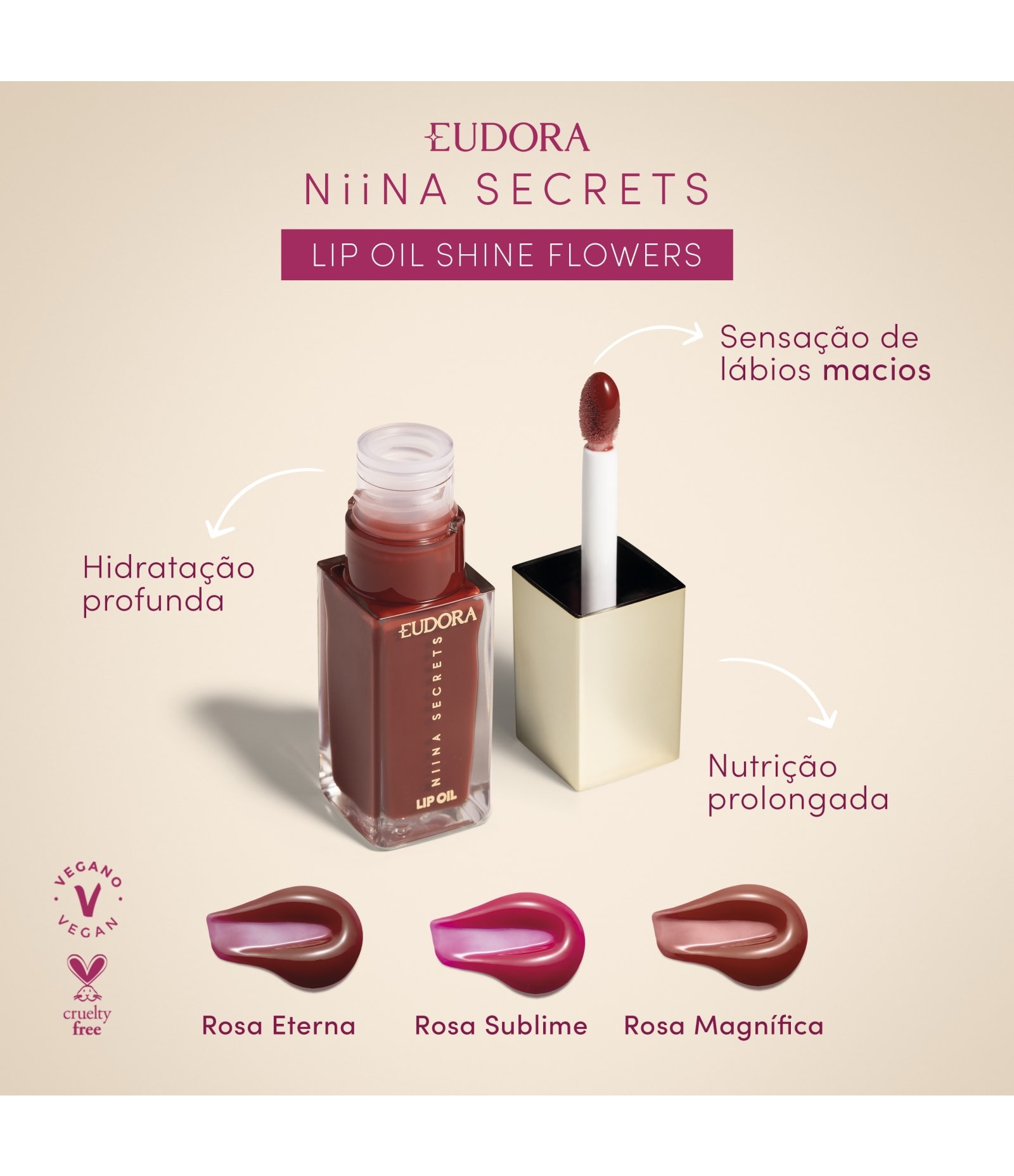 Lip Oil Niina Secrets Shine Flowers Rosa Magnifica 6