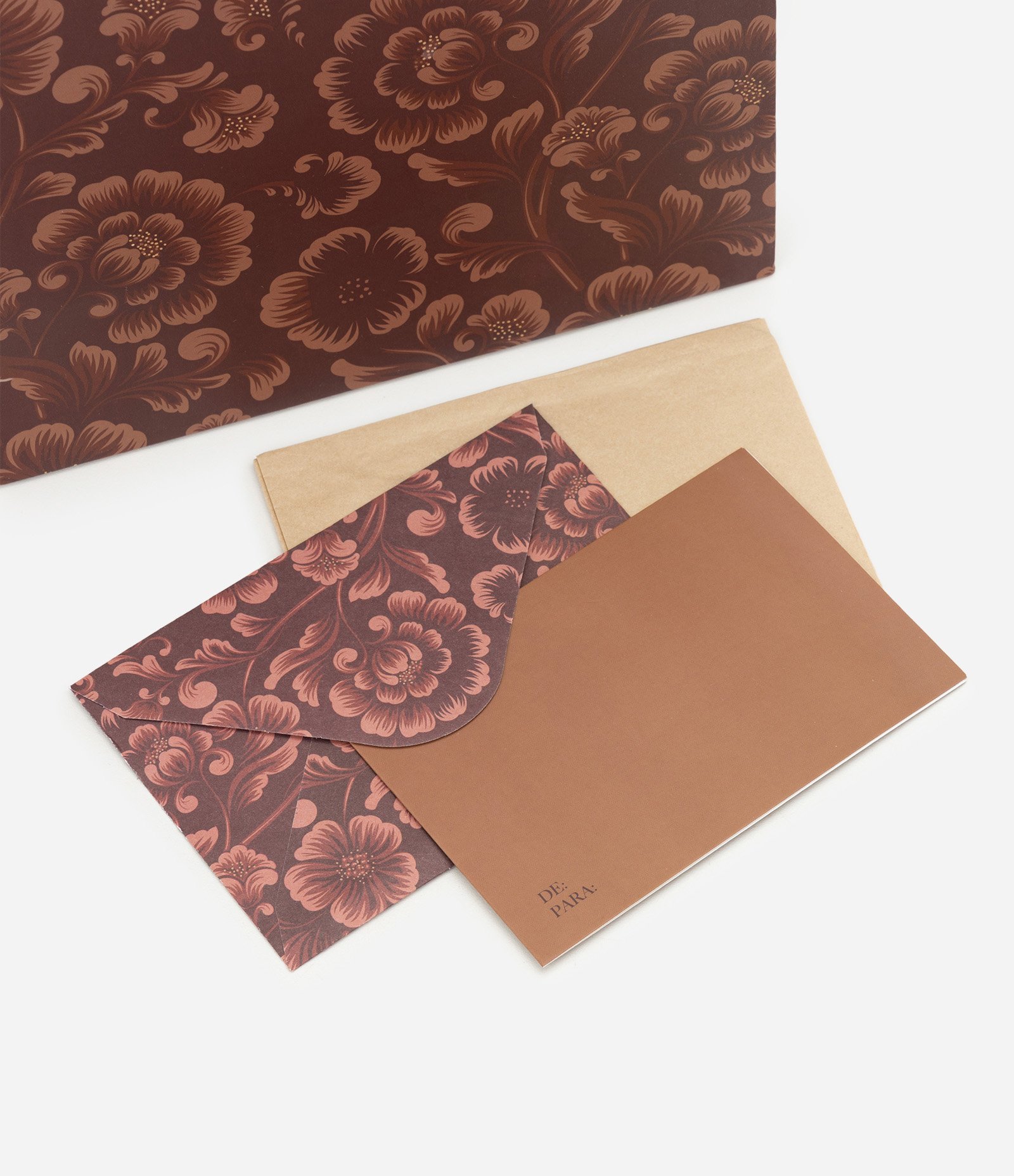Embalagem para Presente Pequena em Papel com Estampa Floral Marrom 2