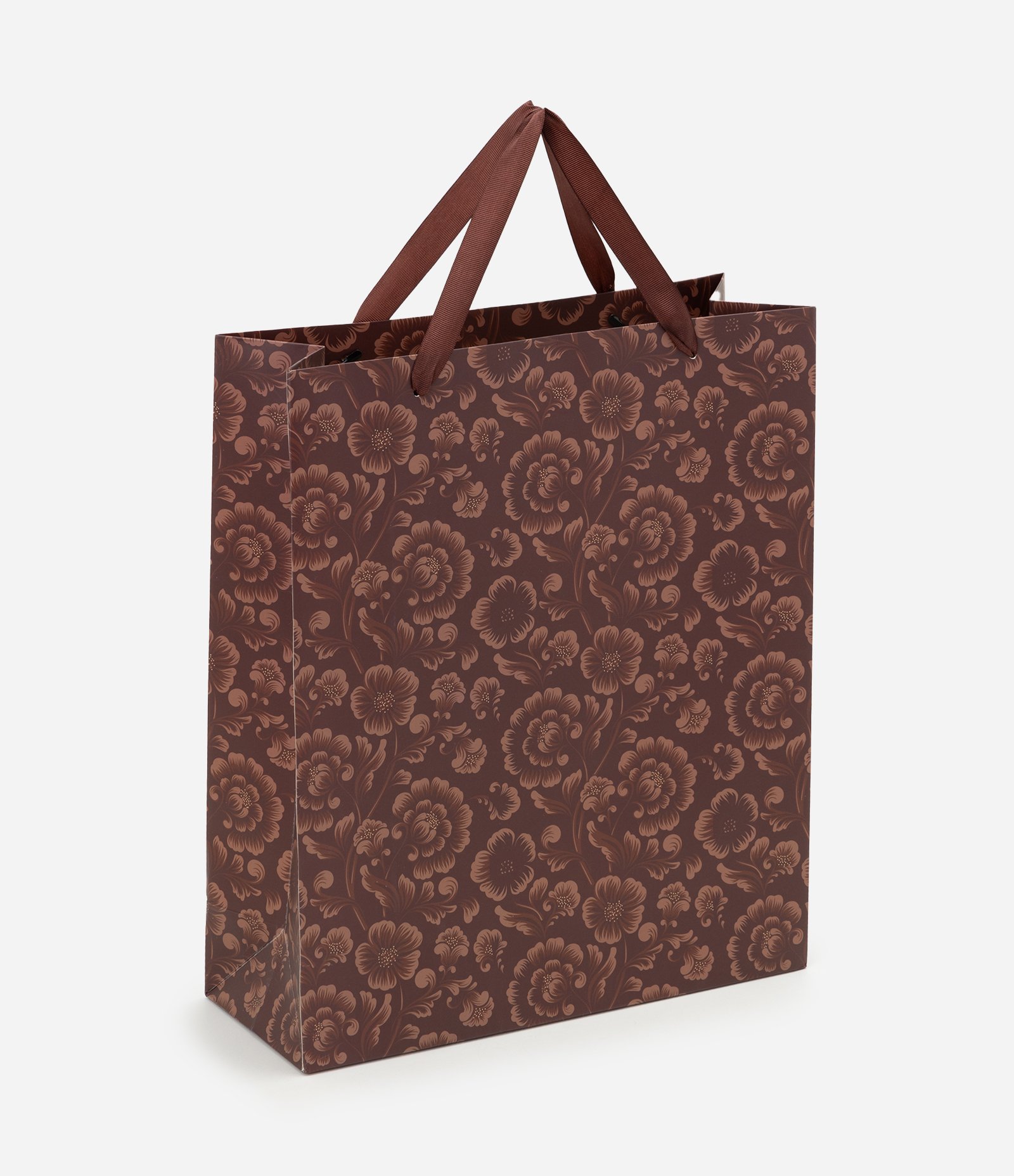 Embalagem para Presente Média em Papel com Estampa Floral Marrom 1