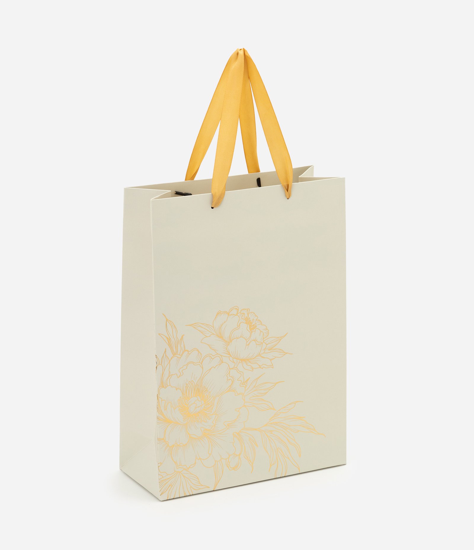 Embalagem para Presente Pequena em Papel com Estampa Floral Bege 1