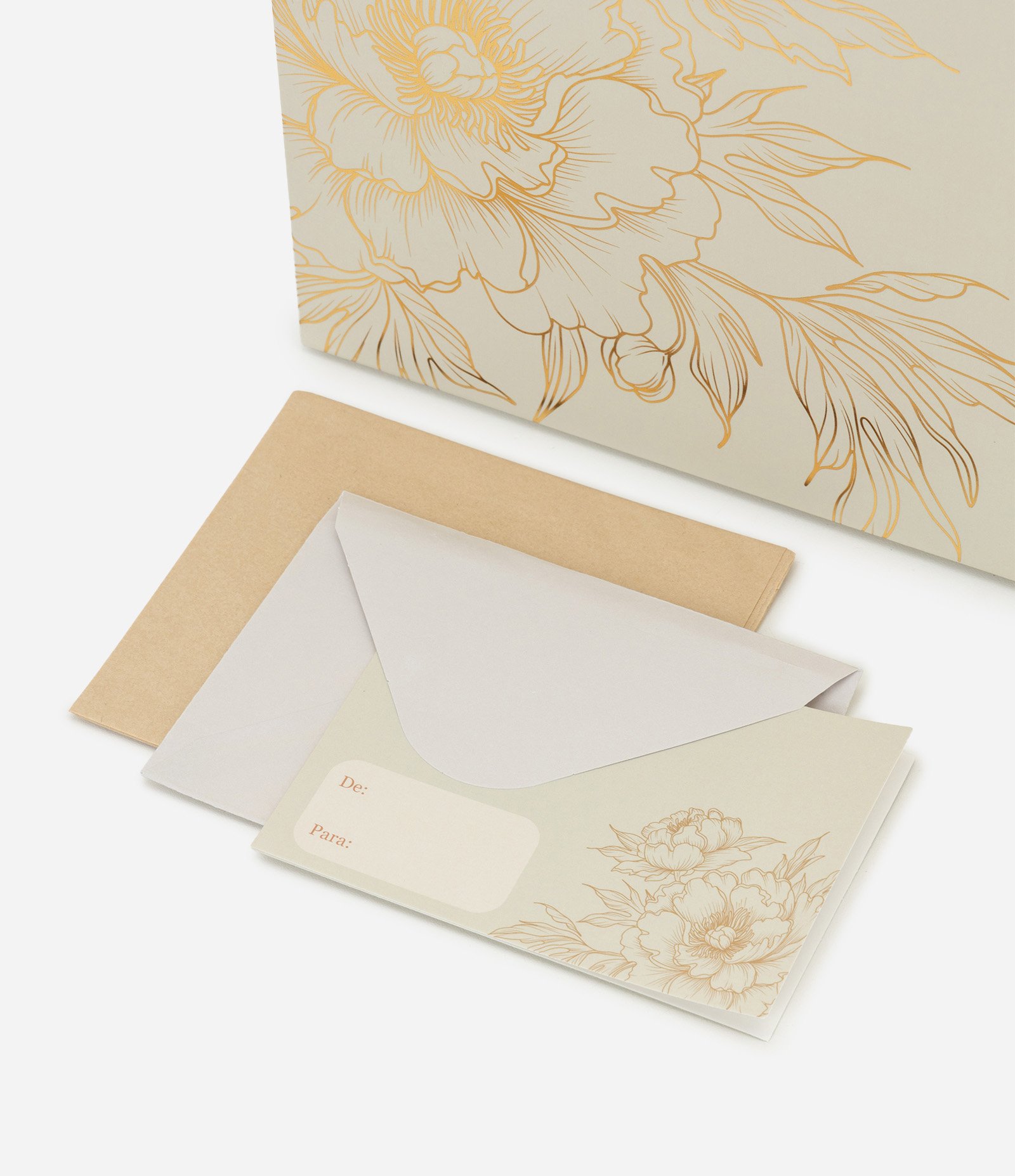 Embalagem para Presente Pequena em Papel com Estampa Floral Bege 2