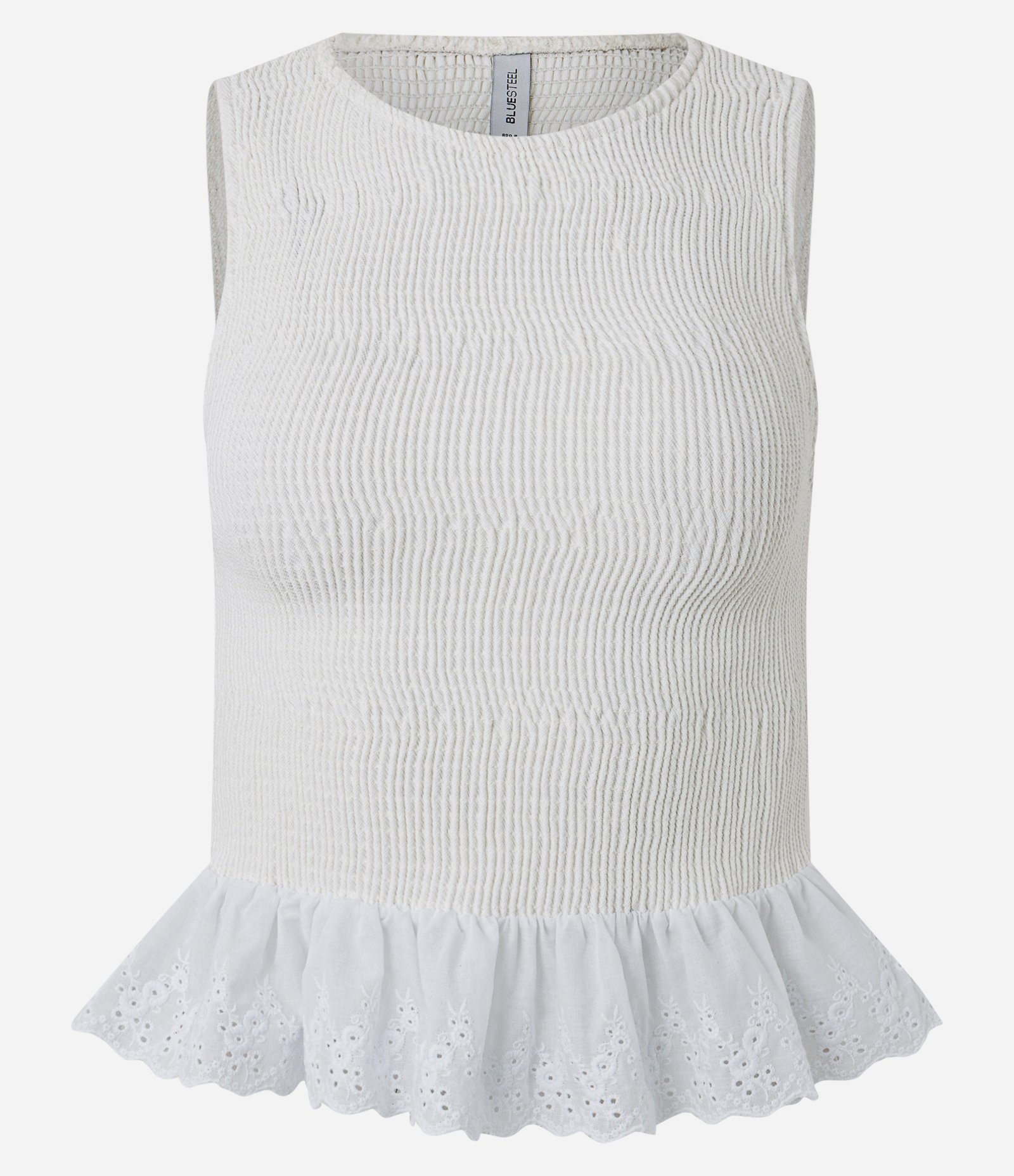Blusa com Franzido Texturizado e Babado Bordado na Barra Branco 5