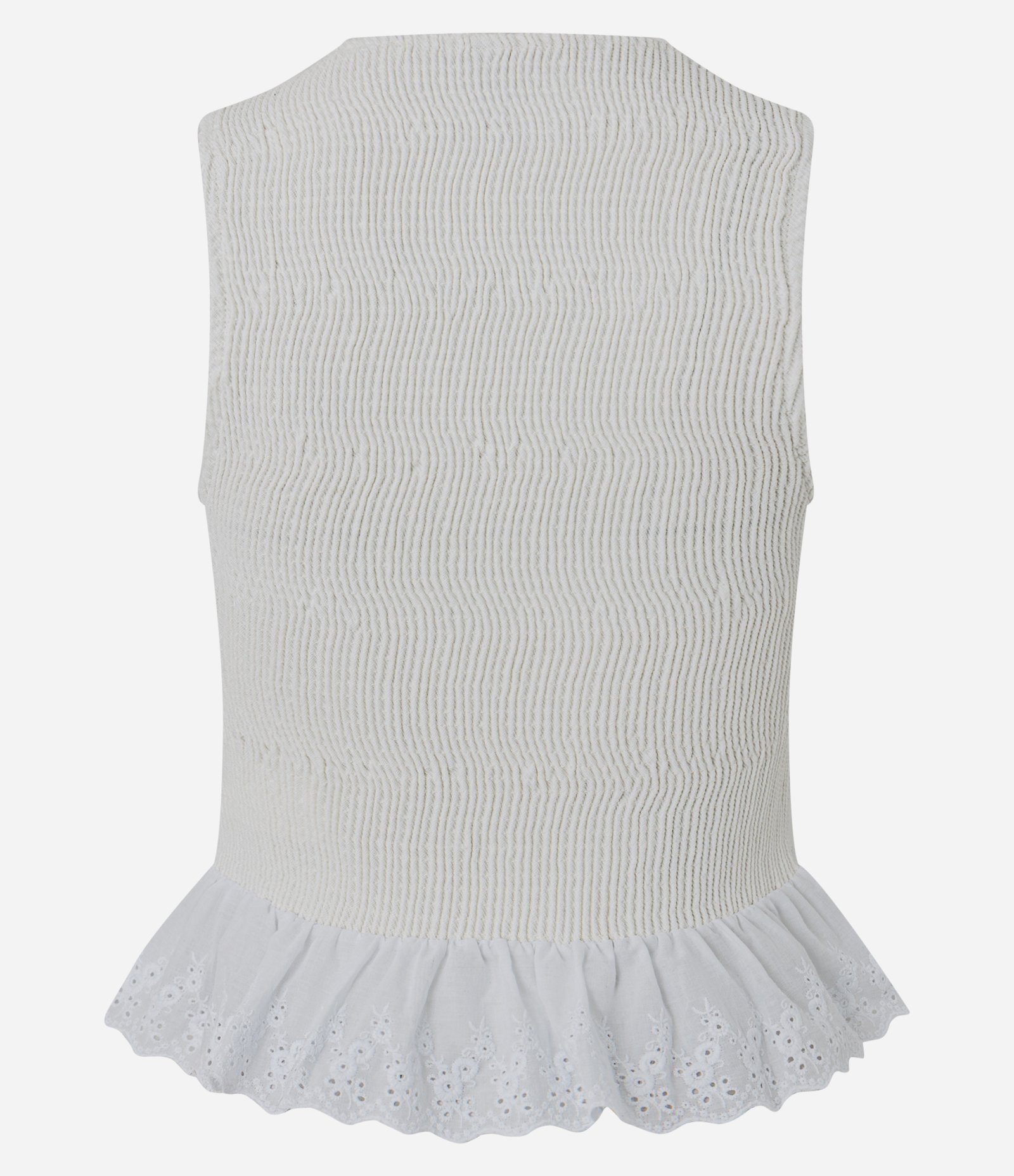Blusa com Franzido Texturizado e Babado Bordado na Barra Branco 7