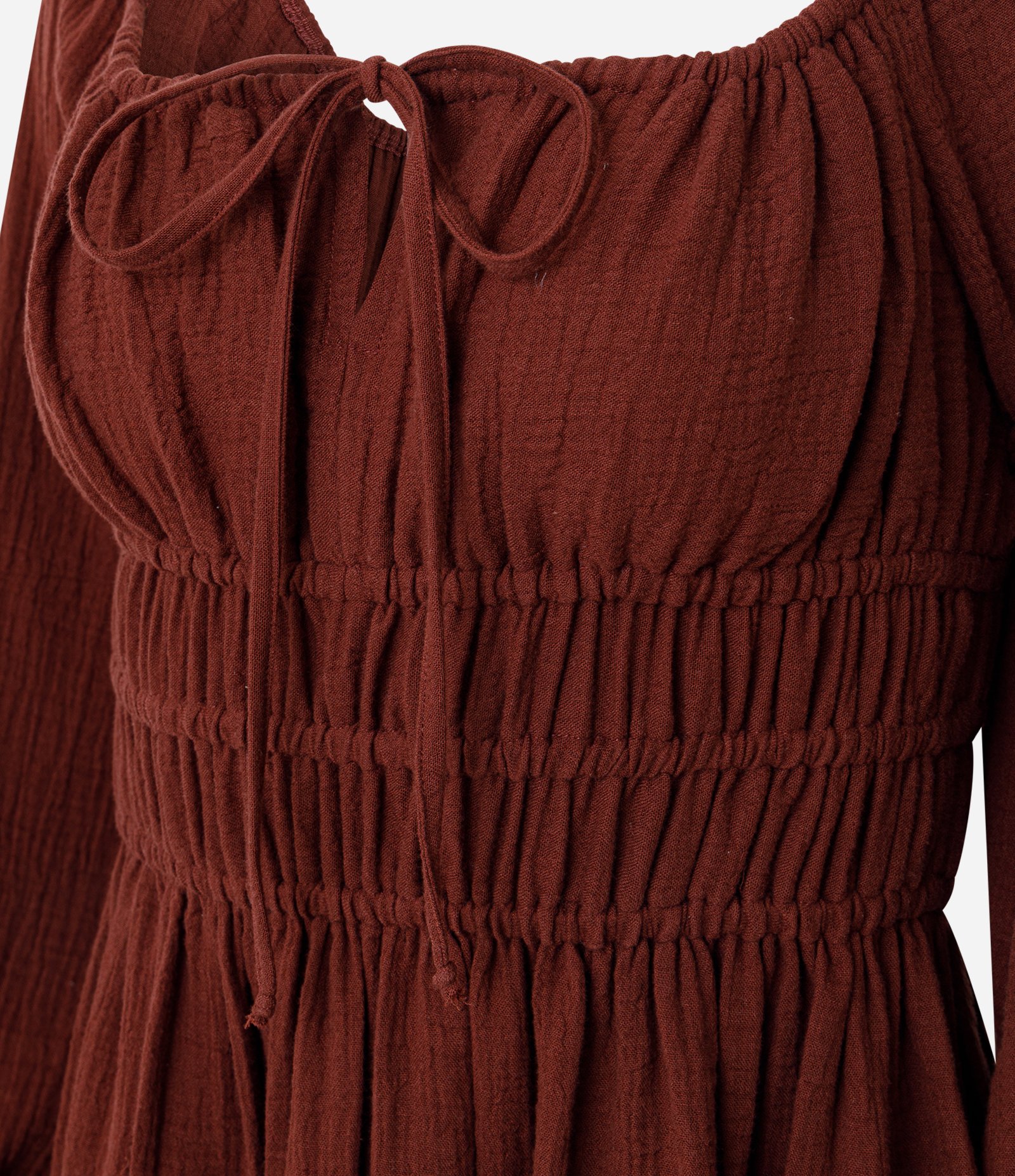 Vestido Curto em Cambraia de Algodão com Detalhe Franzido Abaixo do Busto Vermelho 6
