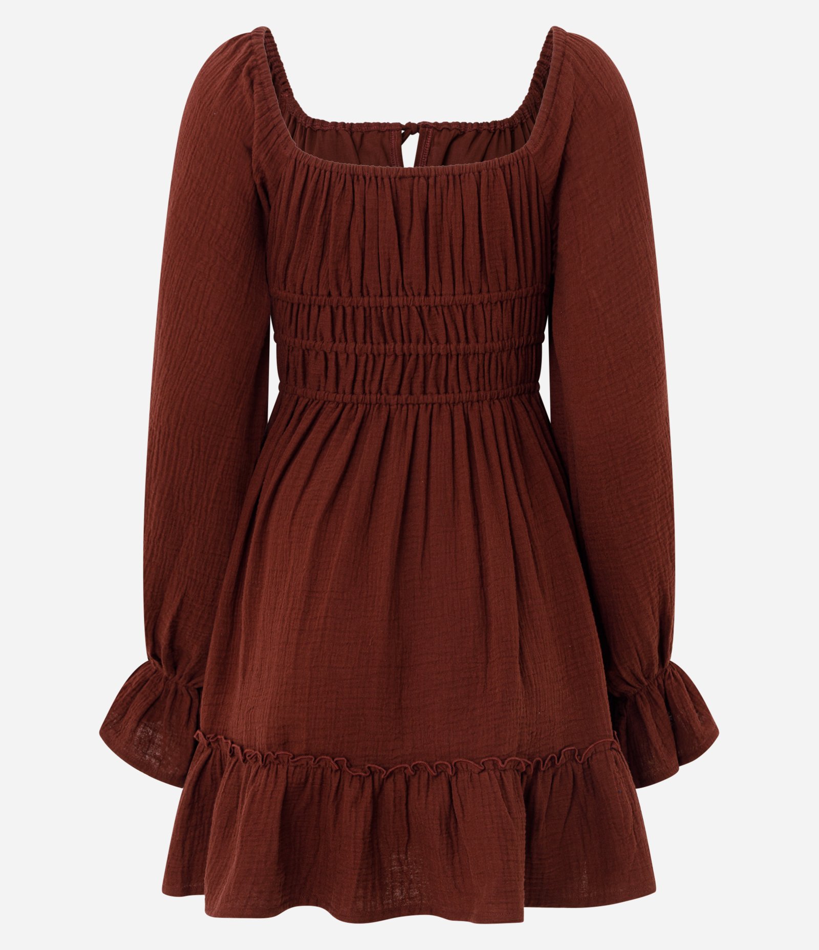 Vestido Curto em Cambraia de Algodão com Detalhe Franzido Abaixo do Busto Vermelho 7