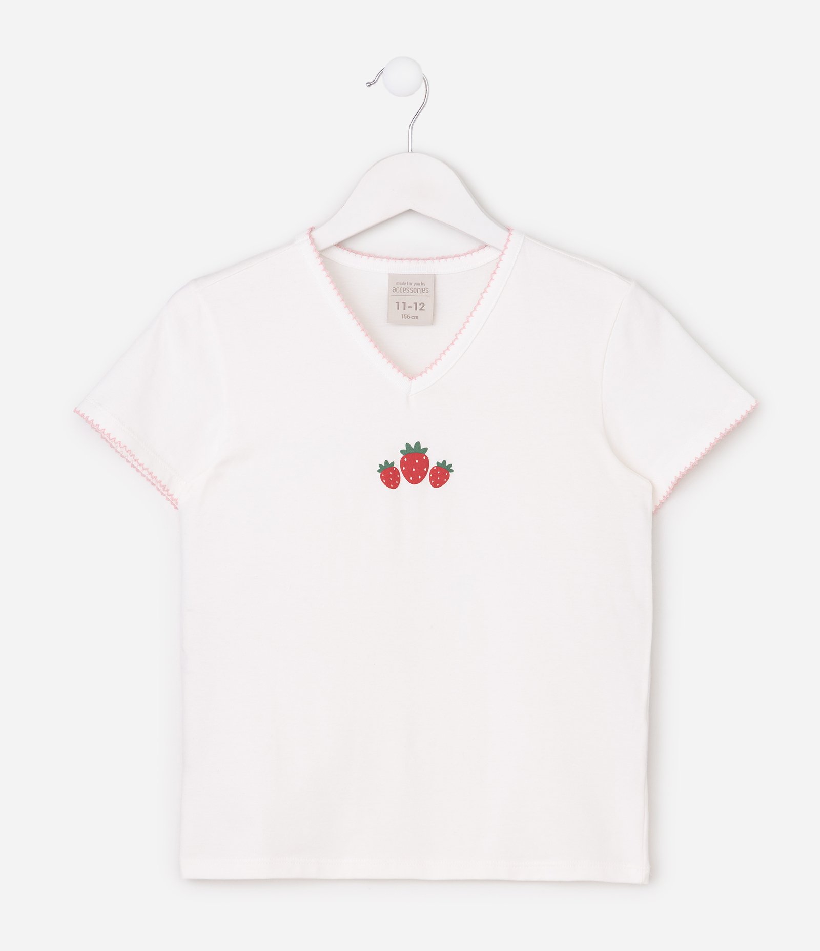 Pijama Infantil com Estampa Fullprint Morangos – Tam 7 a 16 Anos Rosa/Branco 3