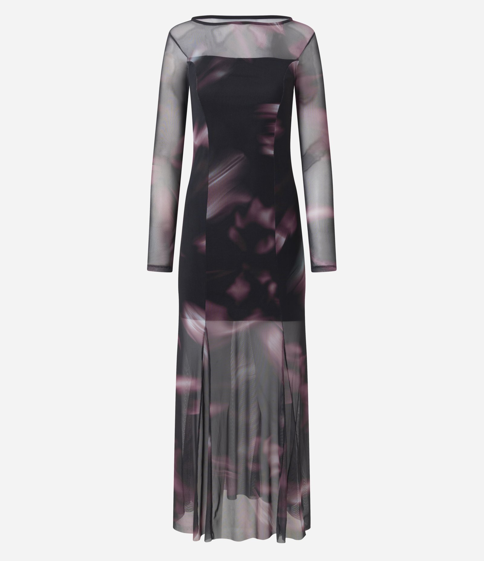 Vestido Midi em Tule com Efeito Manchado e Recortes na Barra Preto 5