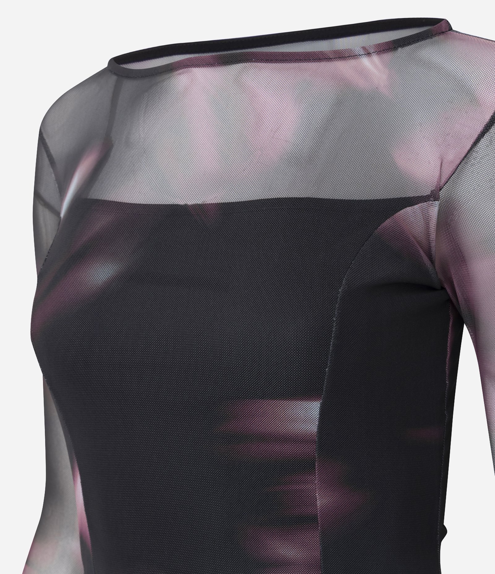 Vestido Midi em Tule com Efeito Manchado e Recortes na Barra Preto 6