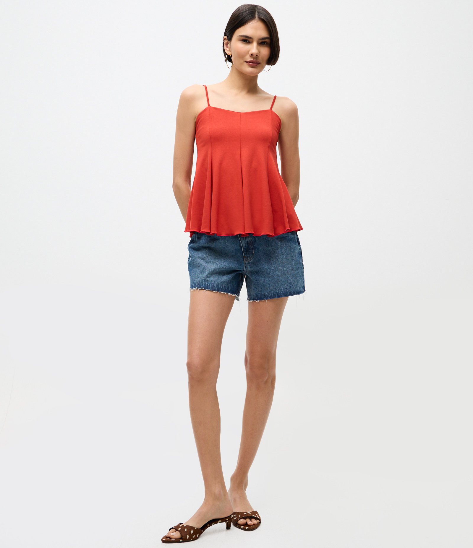 Blusa Peplum de Alcinha em Ponto Roma Laranja 2