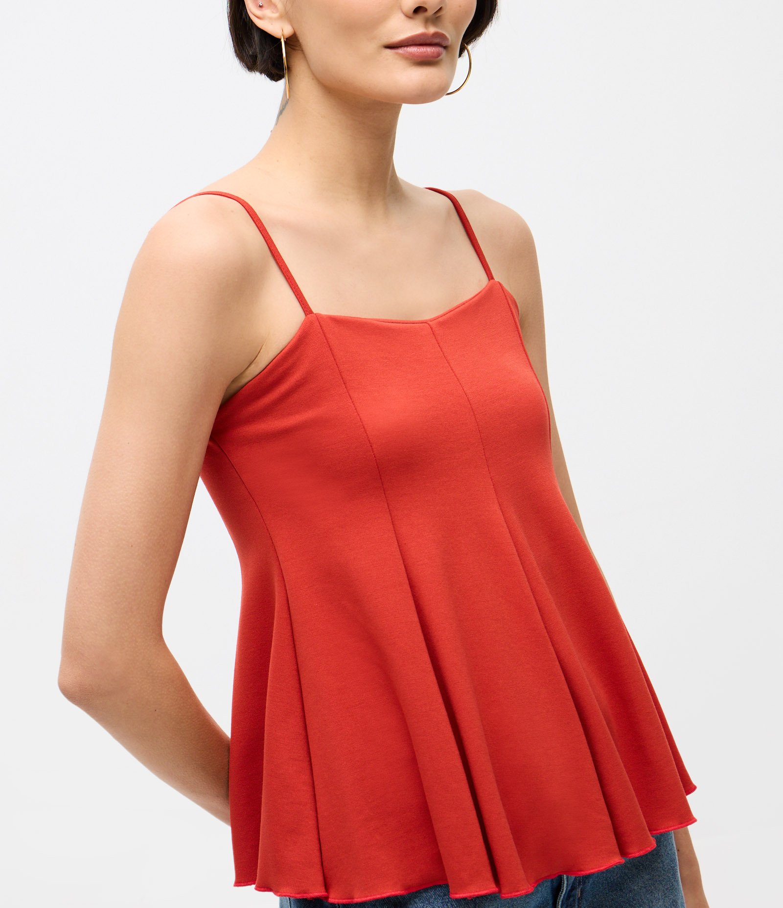 Blusa Peplum de Alcinha em Ponto Roma Laranja 3