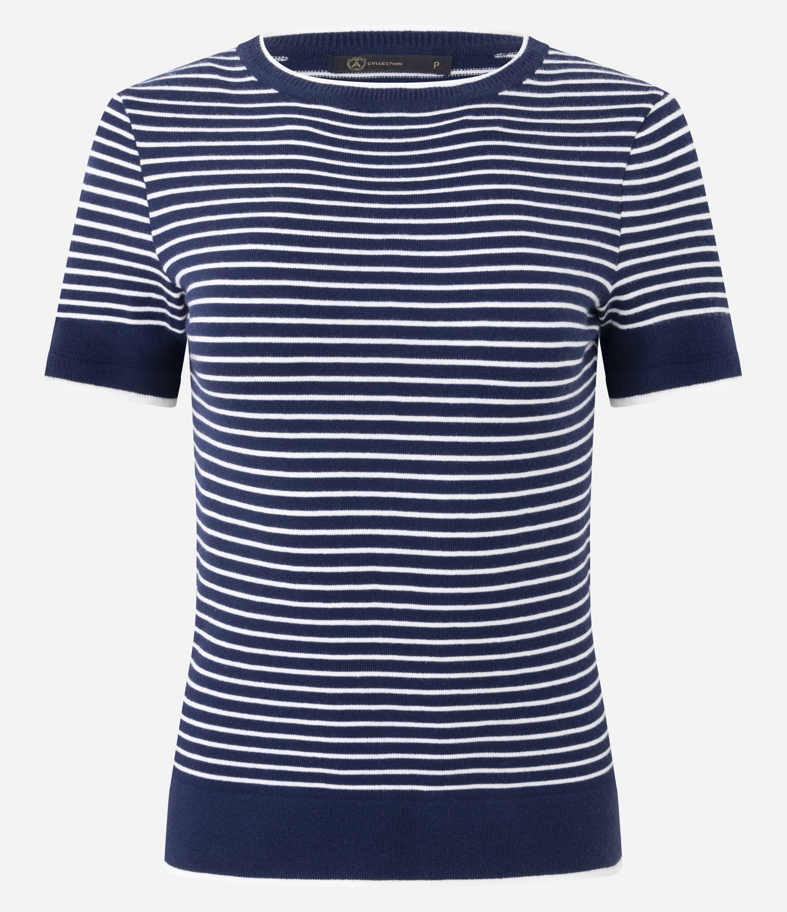 Blusa Regular em Tricô com Estampa Listrada Azul/Branco 5
