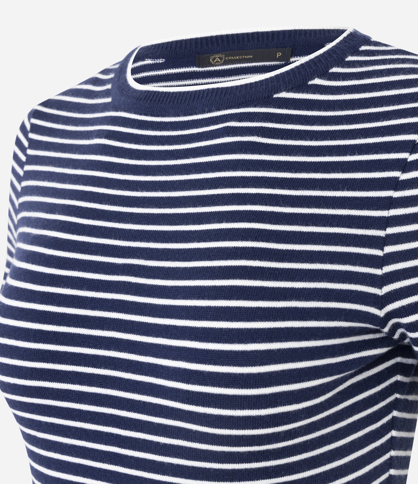 Blusa Regular em Tricô com Estampa Listrada Azul/Branco 6