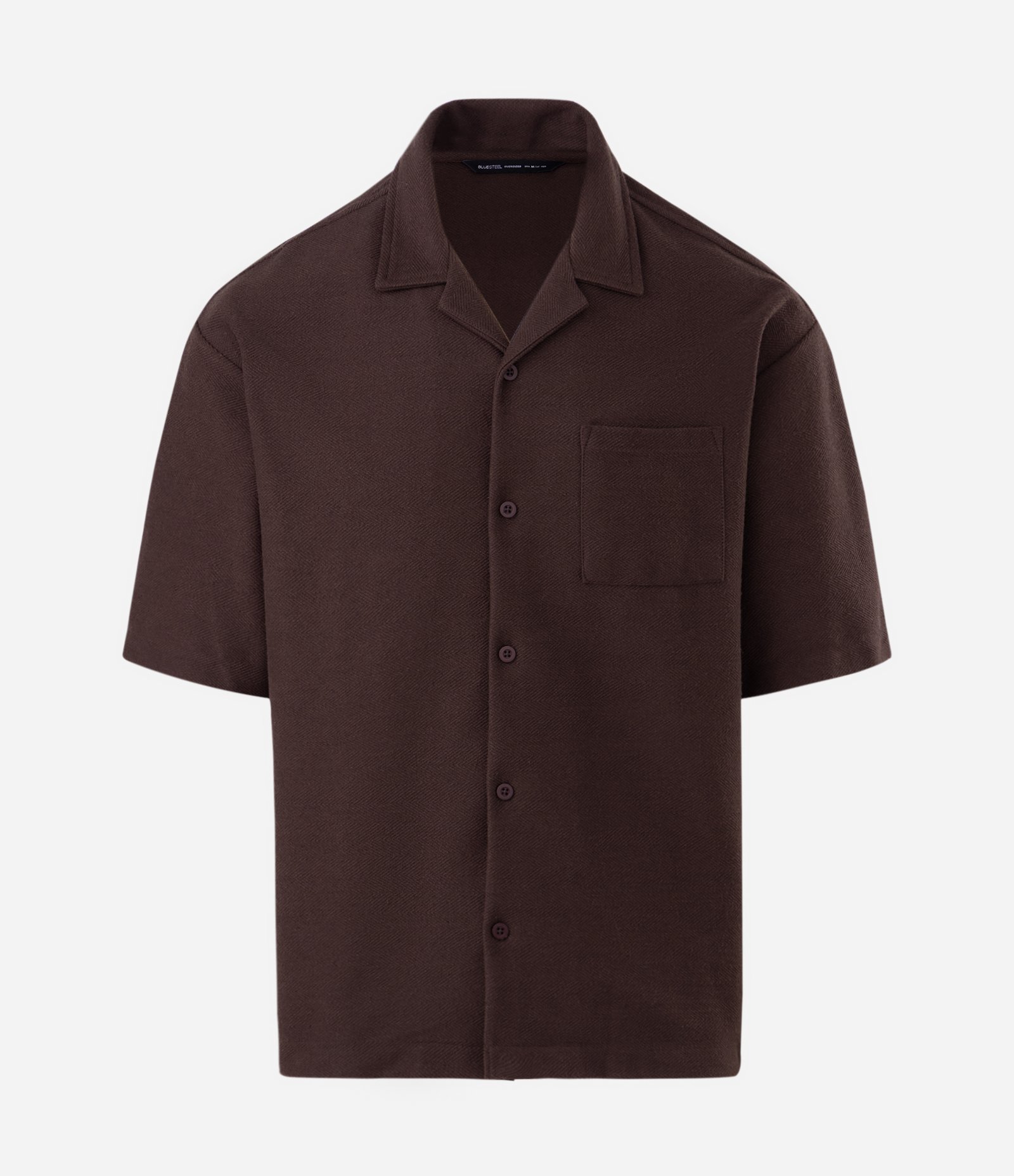 Camisa Manga Curta Oversized com Bolso em Moletom Marrom 4