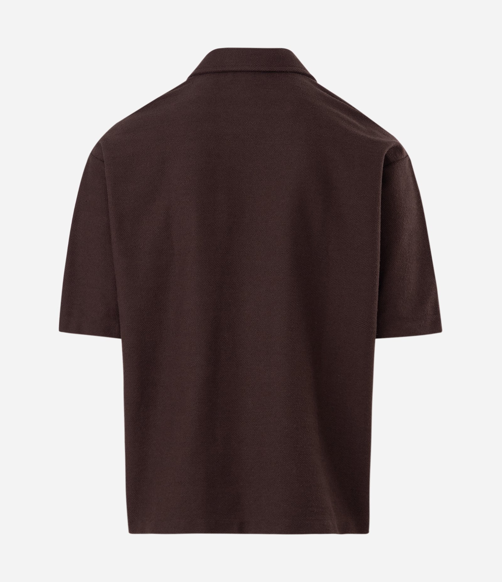Camisa Manga Curta Oversized com Bolso em Moletom Marrom 5