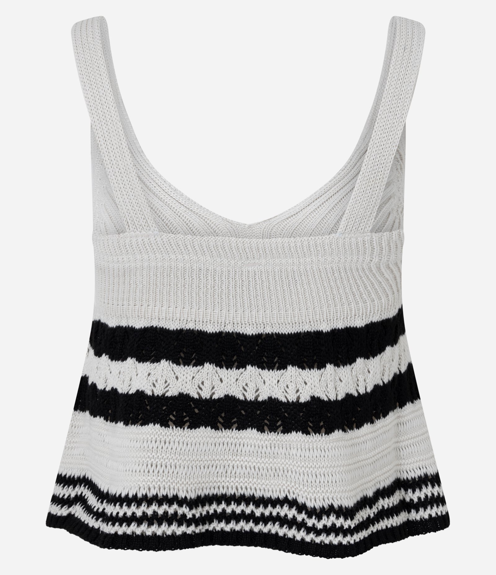 Blusa Evasê em Tricô Listrado com Amarração Frontal Branco 7