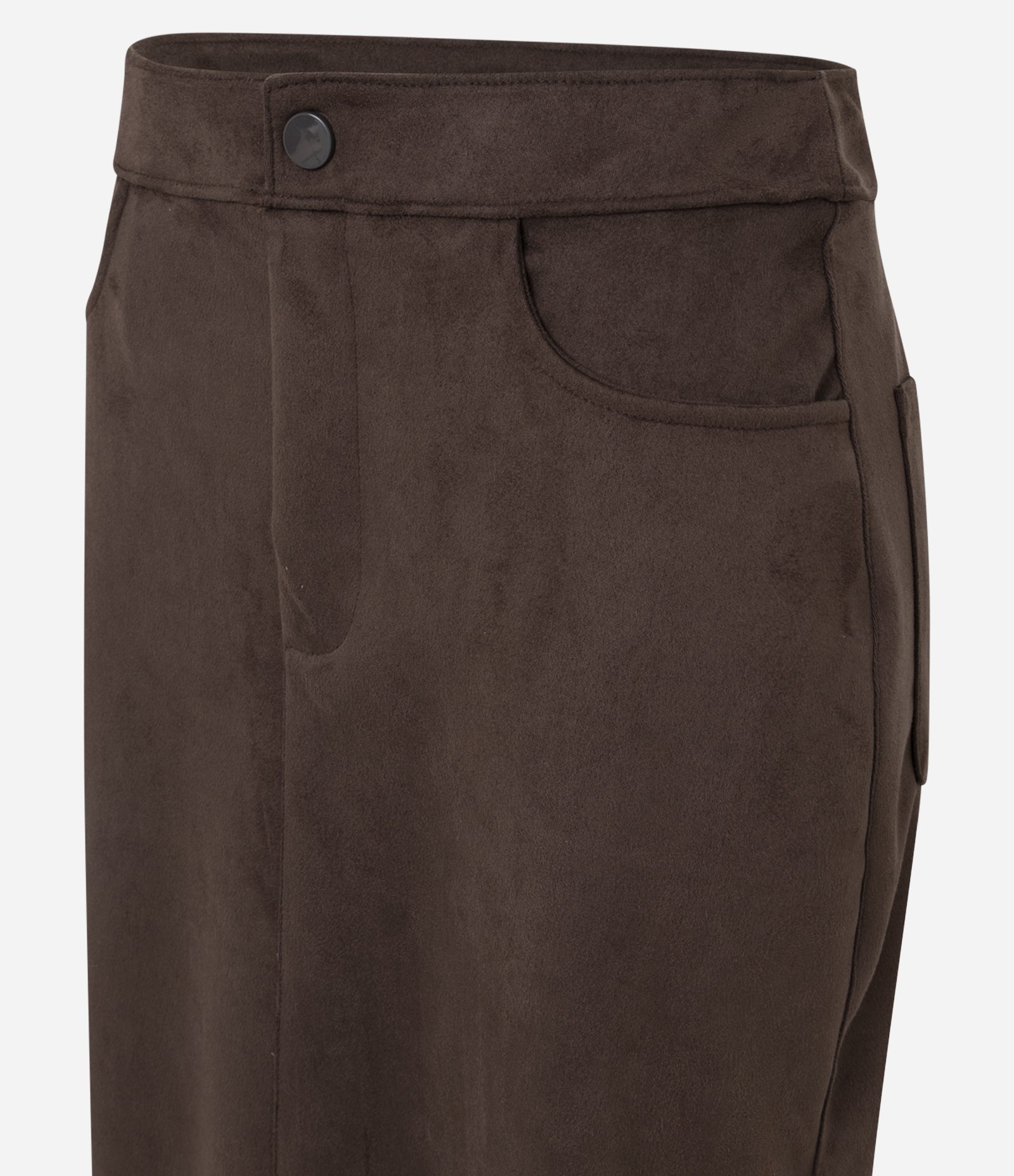 Saia Midi em Suede com Bolsos Marrom 6