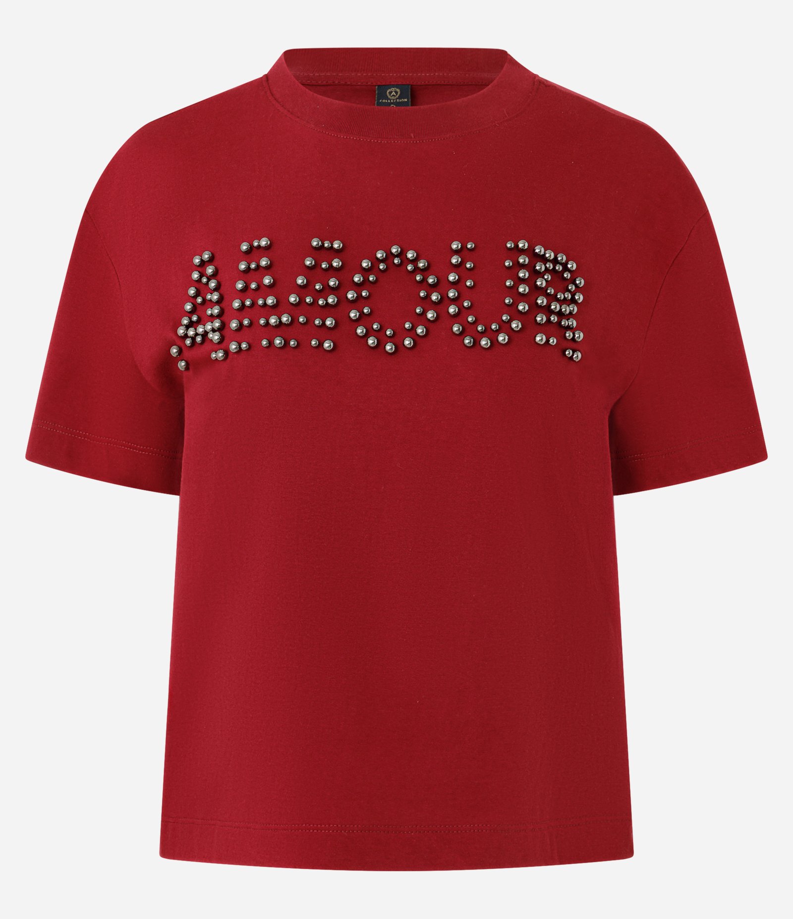 Camiseta em Algodão com Lettering Amour Vermelho 5