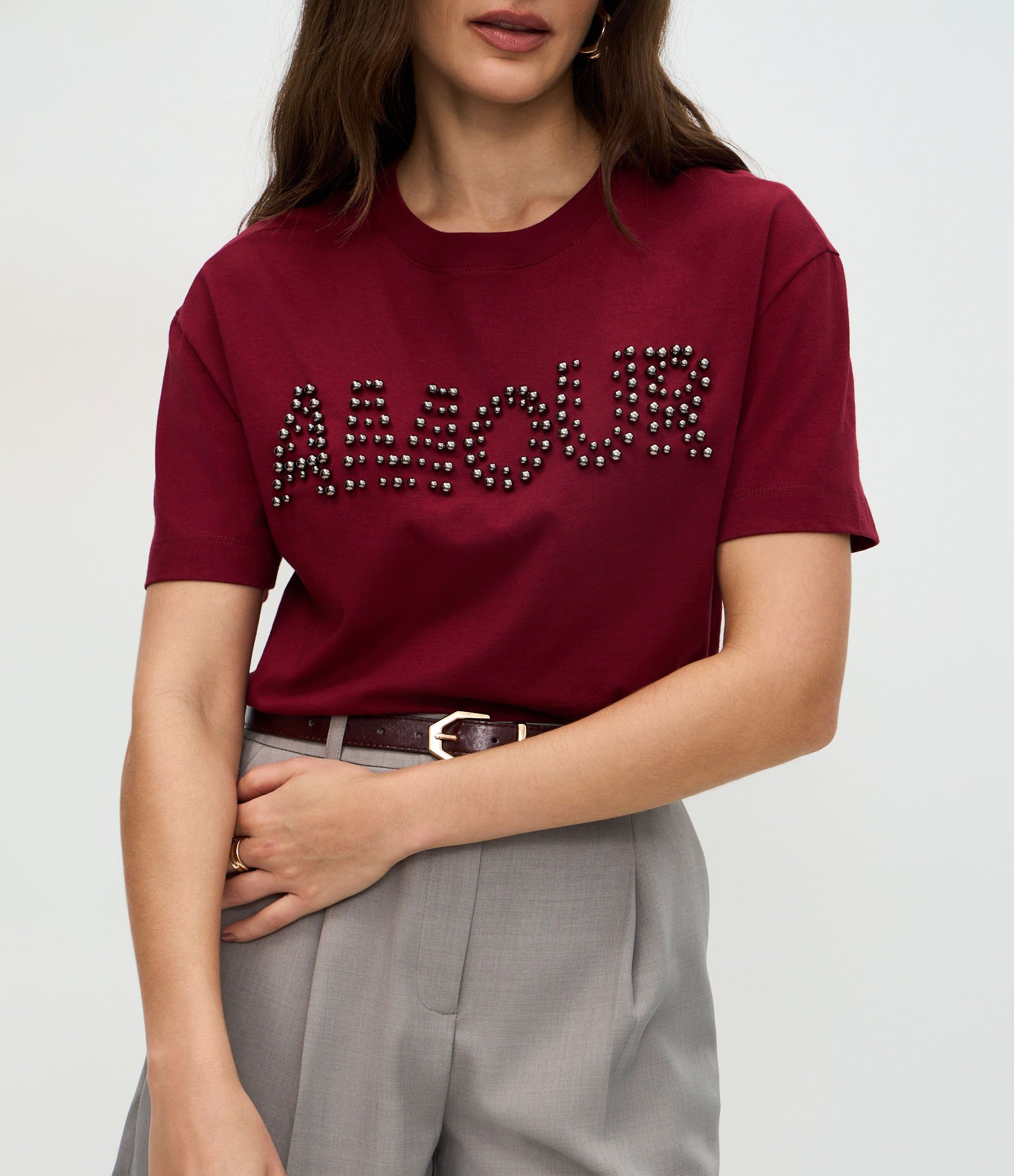 Camiseta em Algodão com Lettering Amour Vermelho 4
