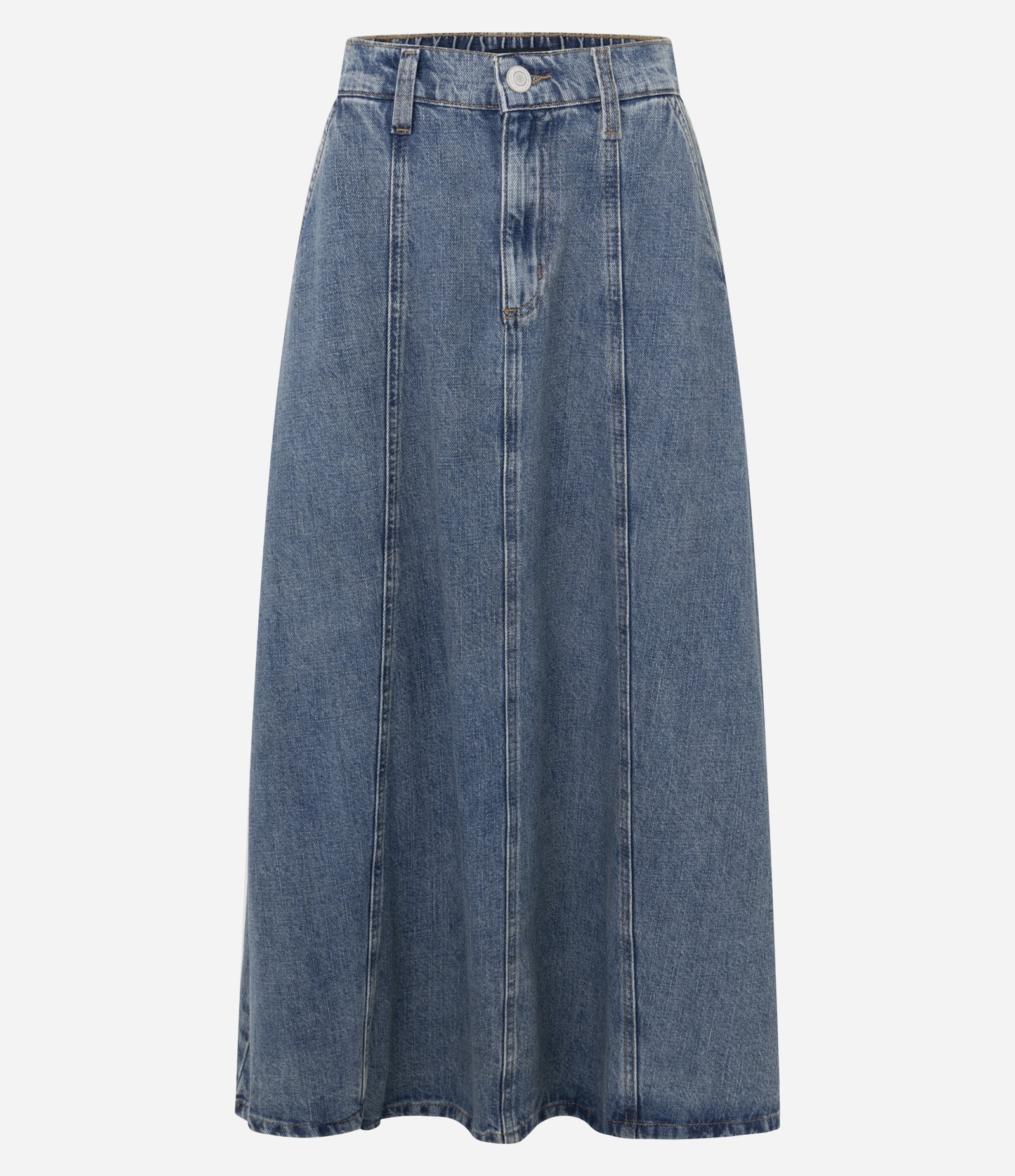 Saia New Midi Jeans com Cintura Baixa Azul 7