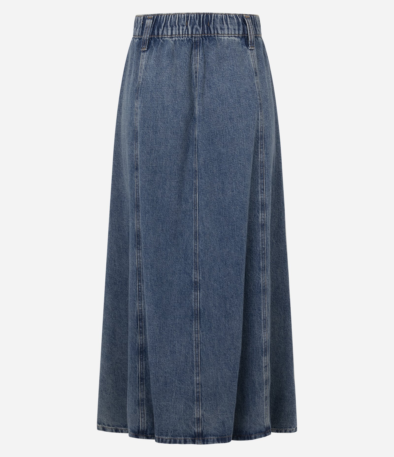Saia New Midi Jeans com Cintura Baixa Azul 8