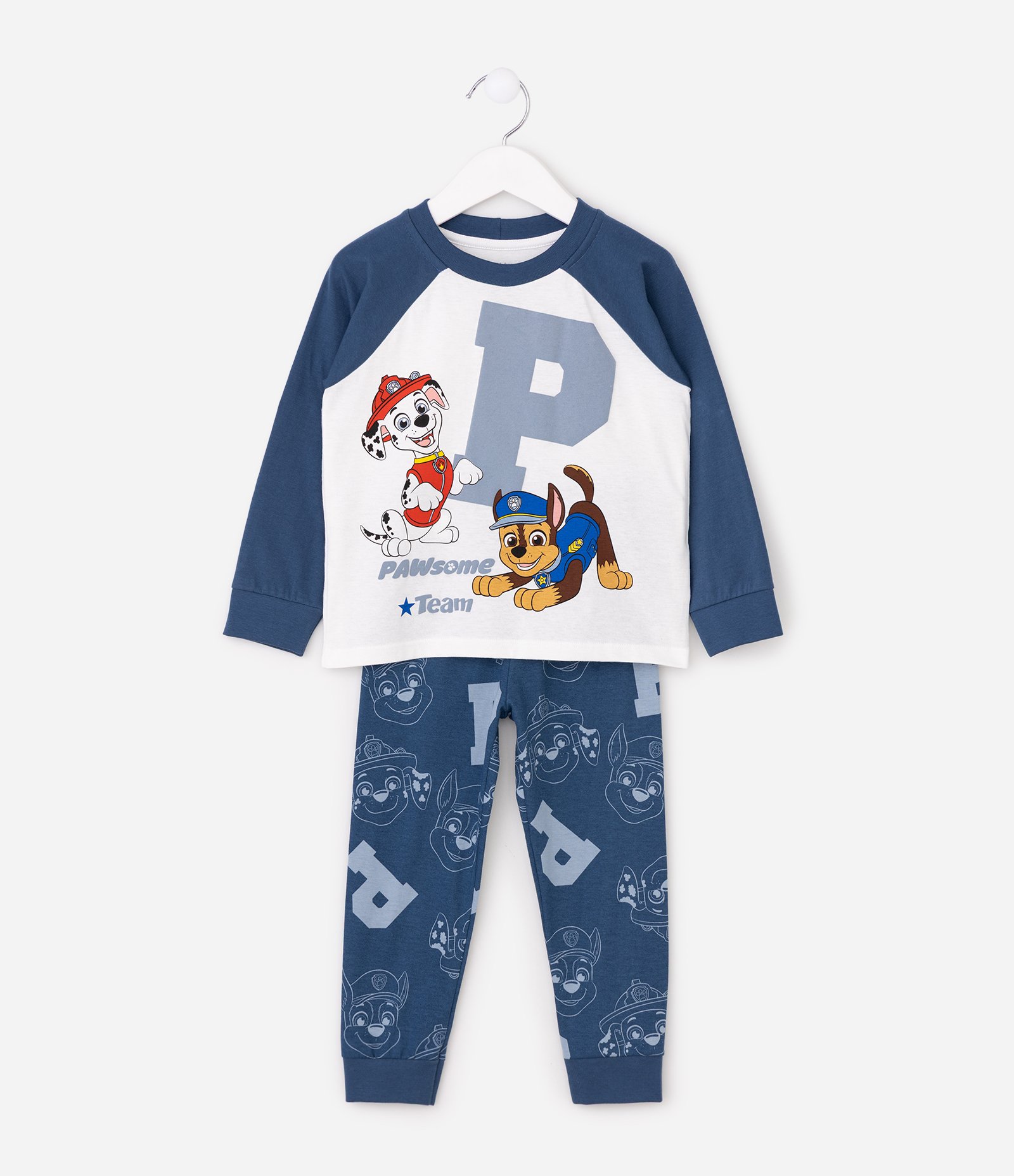 Pijama Infantil Patrulha Canina com Estampa Marshall & Chase – Tam 2 a 8 Anos Azul/Branco 2