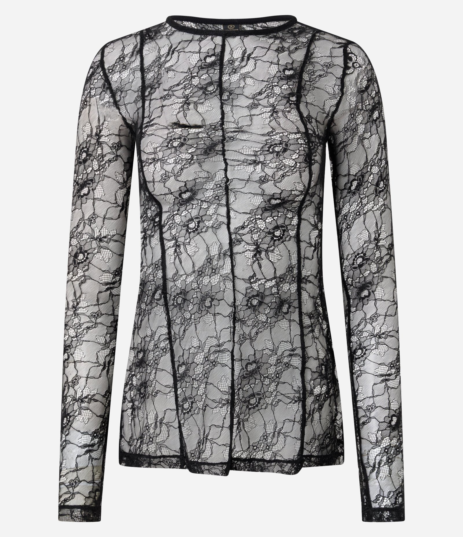 Blusa em Renda Delicada com Mangas Longas Preto 5