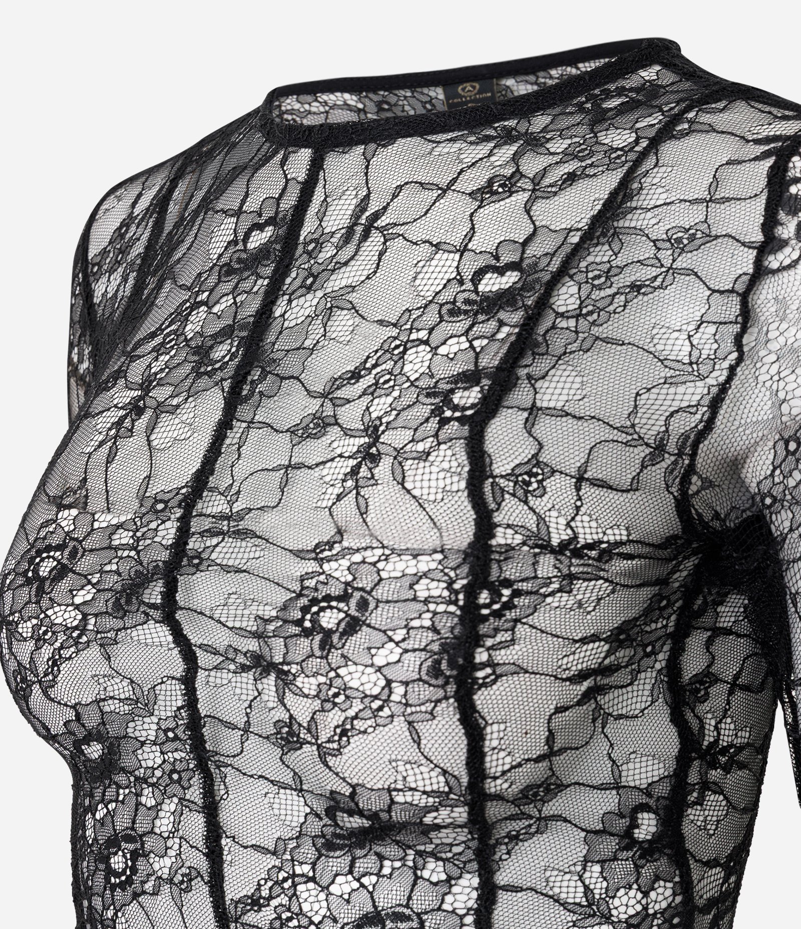 Blusa em Renda Delicada com Mangas Longas Preto 6