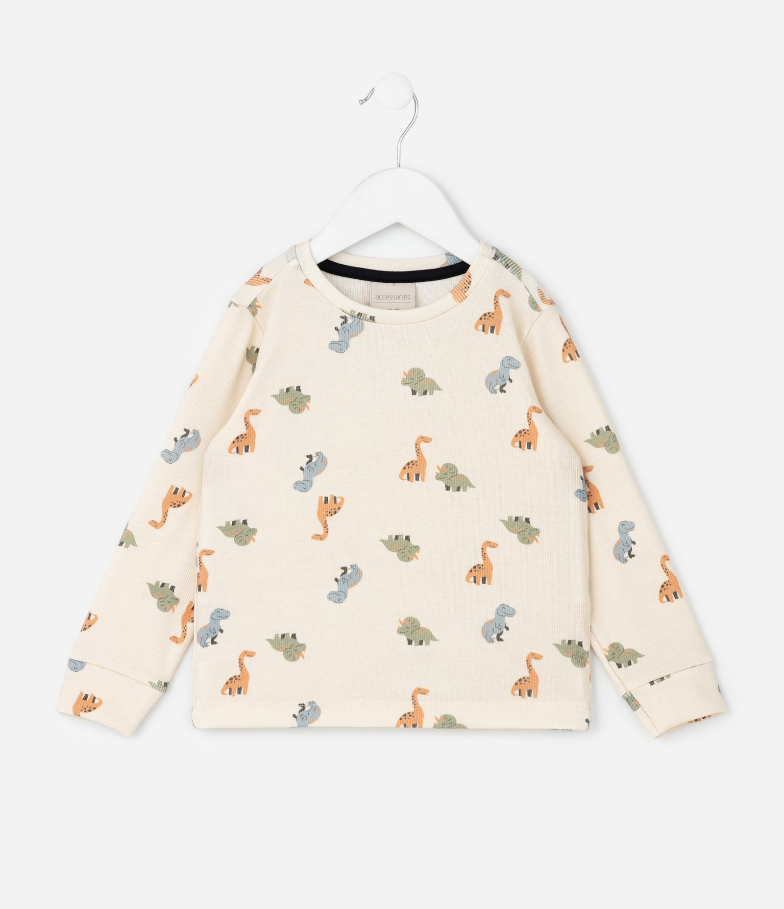 Pijama Infantil com Blusa e Calça de Dinossauros – Tam 1 a 6 Anos Off White 3