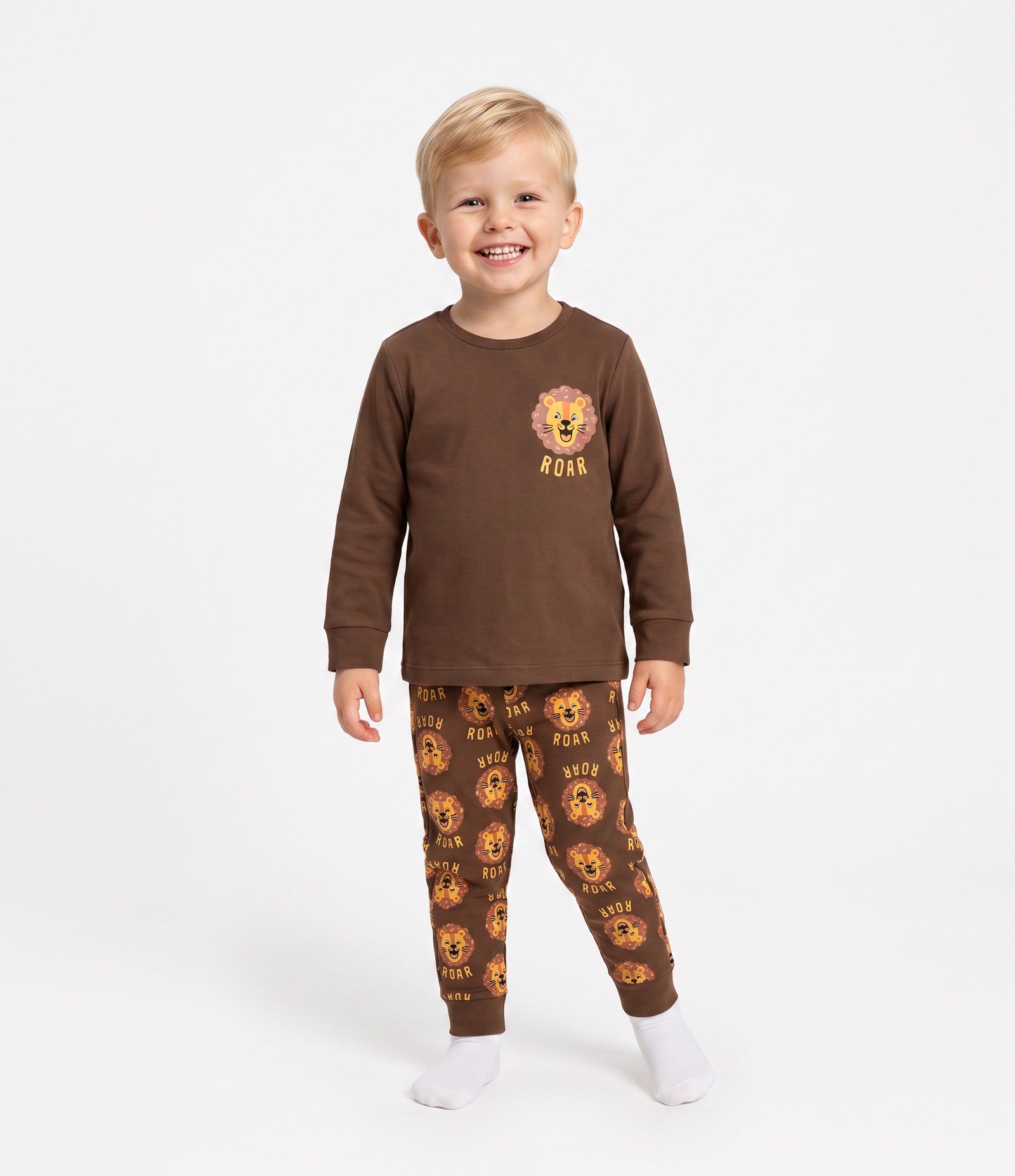 Pijama Infantil com Estampa Leão – Tam 1 a 6 Anos Marrom 1