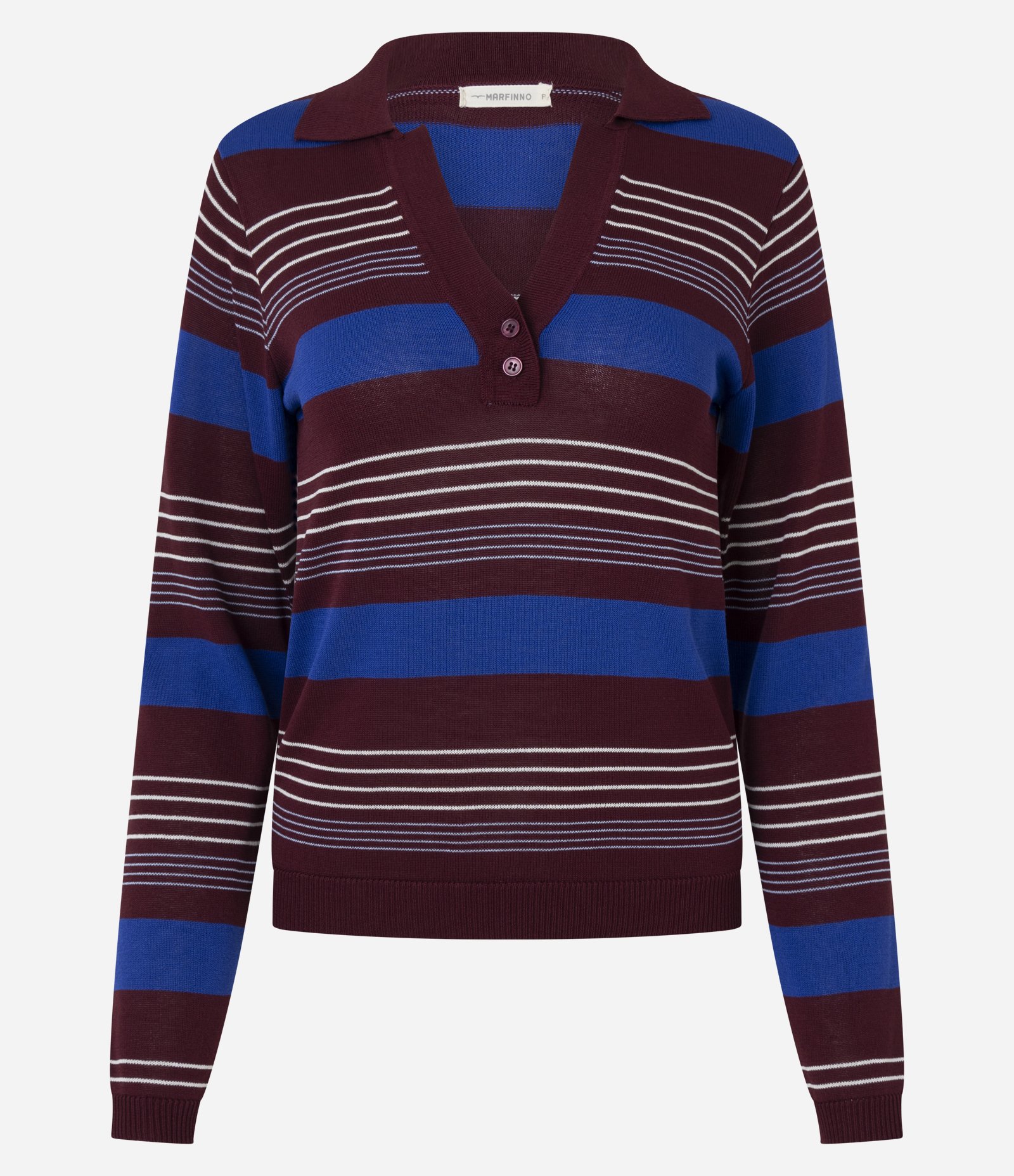 Blusa em Tricô com Estampa Listrada Marrom 1