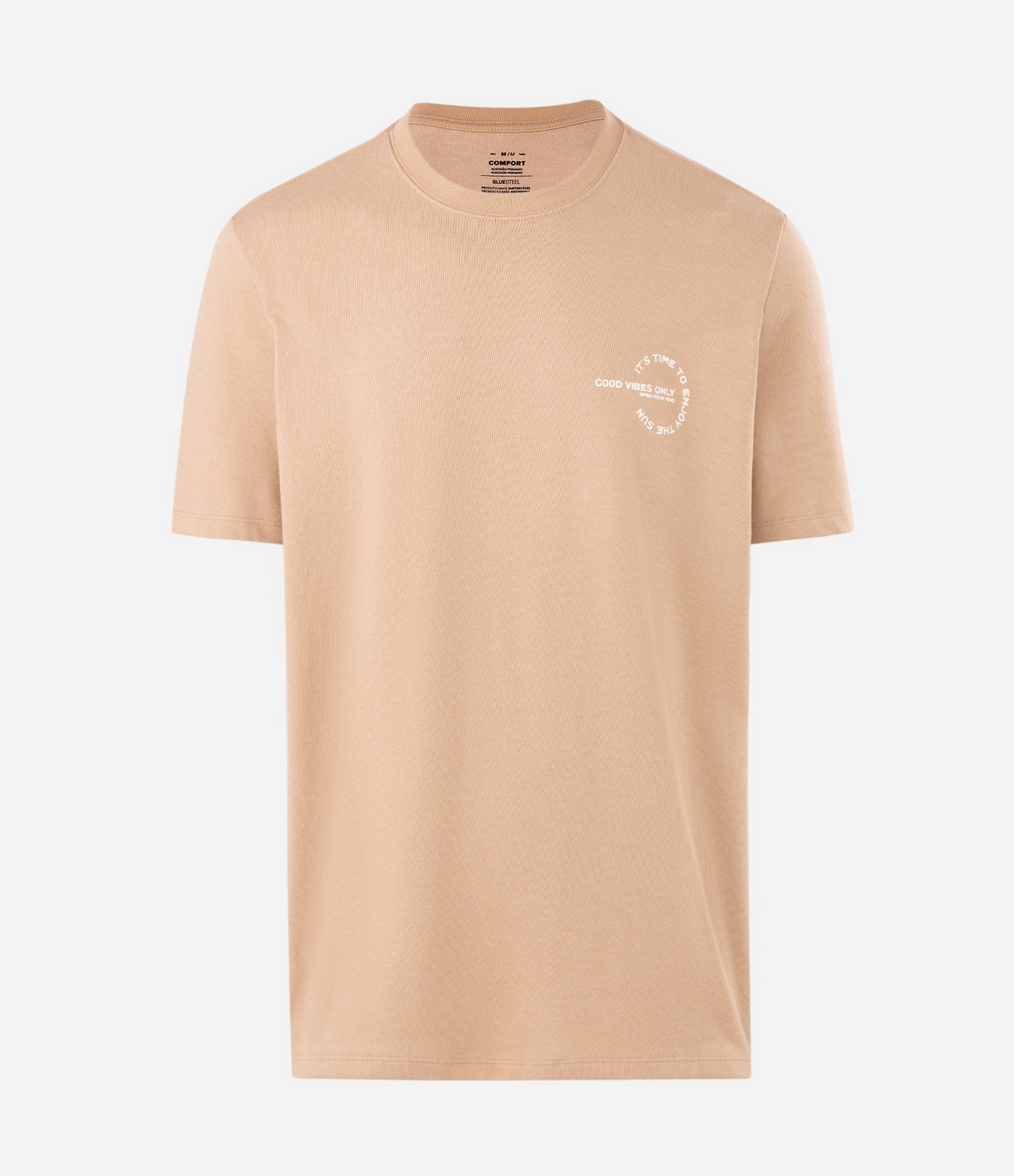 Camiseta Comfort Good Vibes Only Bege 1